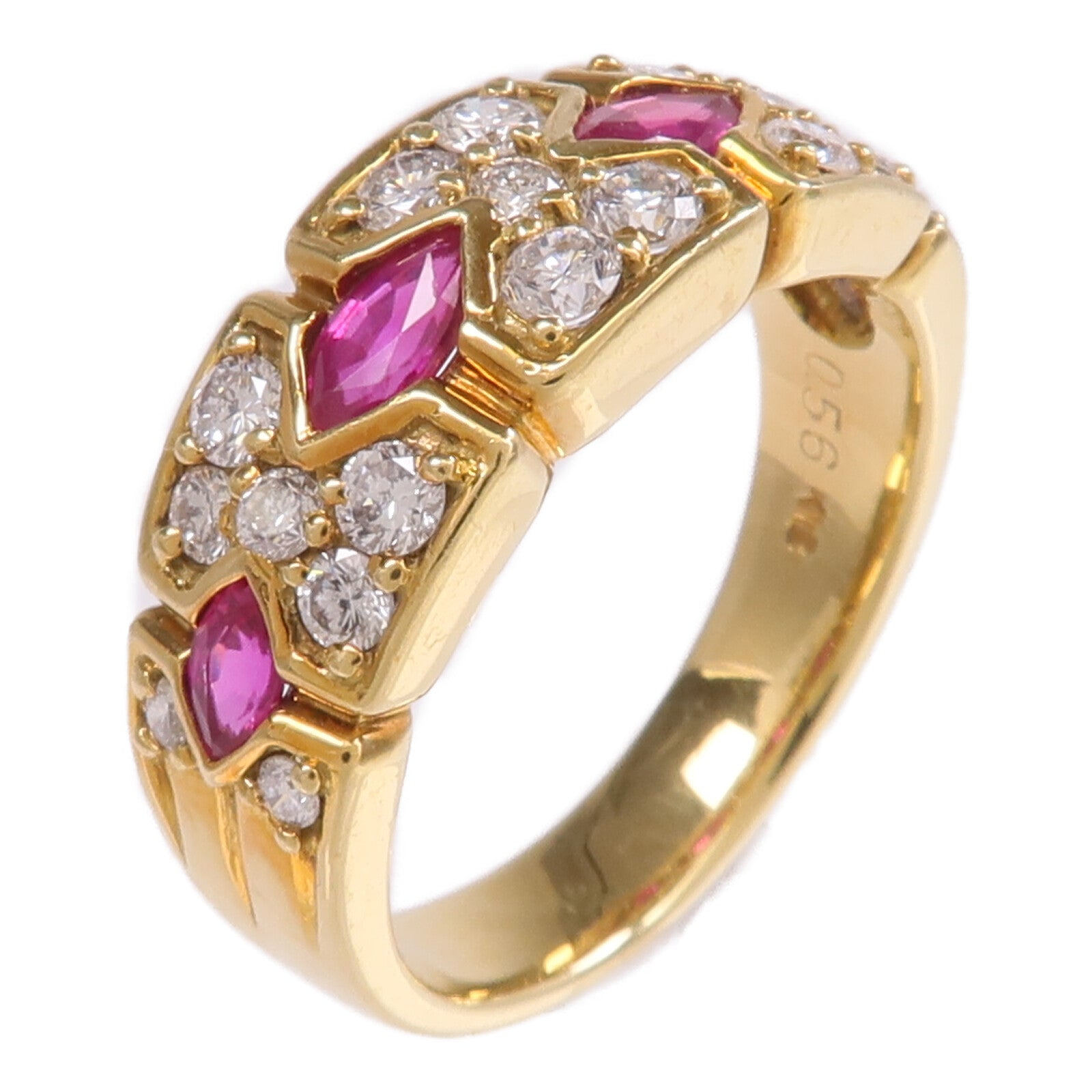 JEWELRY 18K黃金Ruby Diamond Ring紅寶石/鑽石戒指US#6