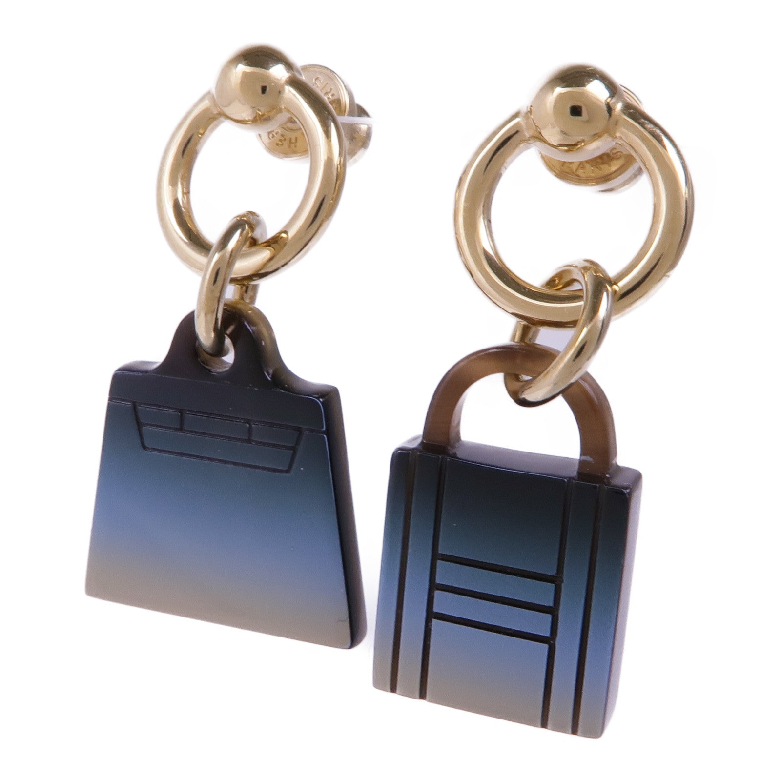 HERMES 水牛角/金屬Amulette Maroquinier Earrings耳環