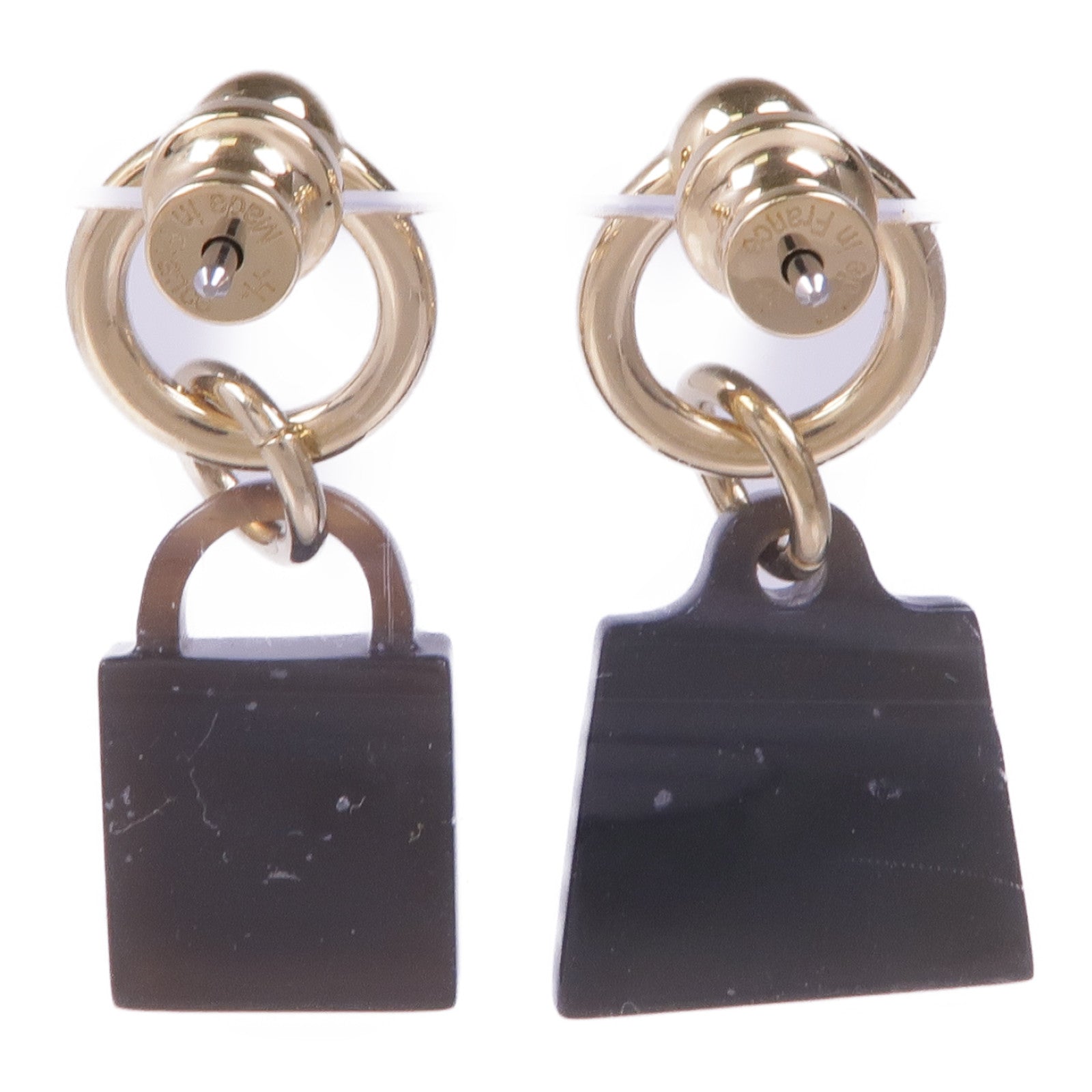 HERMES 水牛角/金屬Amulette Maroquinier Earrings耳環