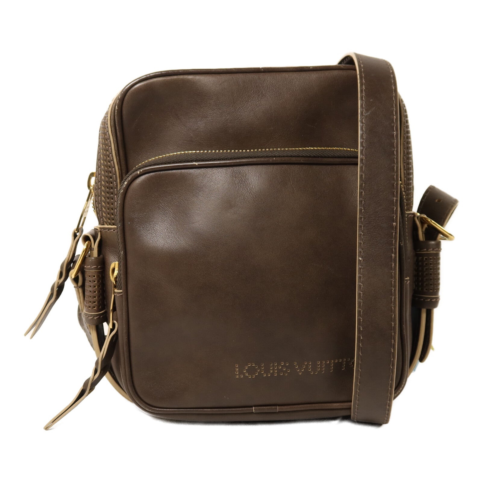 LOUIS VUITTON 【激減優惠】Bequia皮革Trotter GM金扣肩背袋