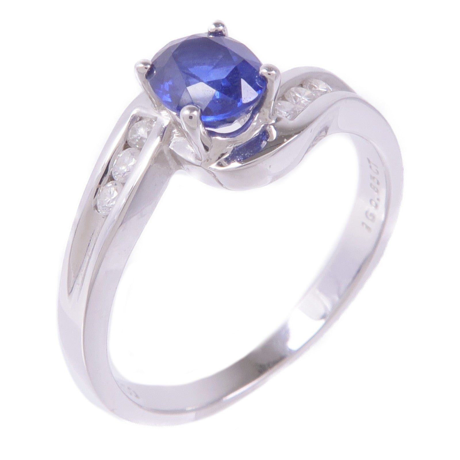 JEWELRY 18K白金Sapphire Diamond Ring藍寶石/鑽石戒指US#6.75