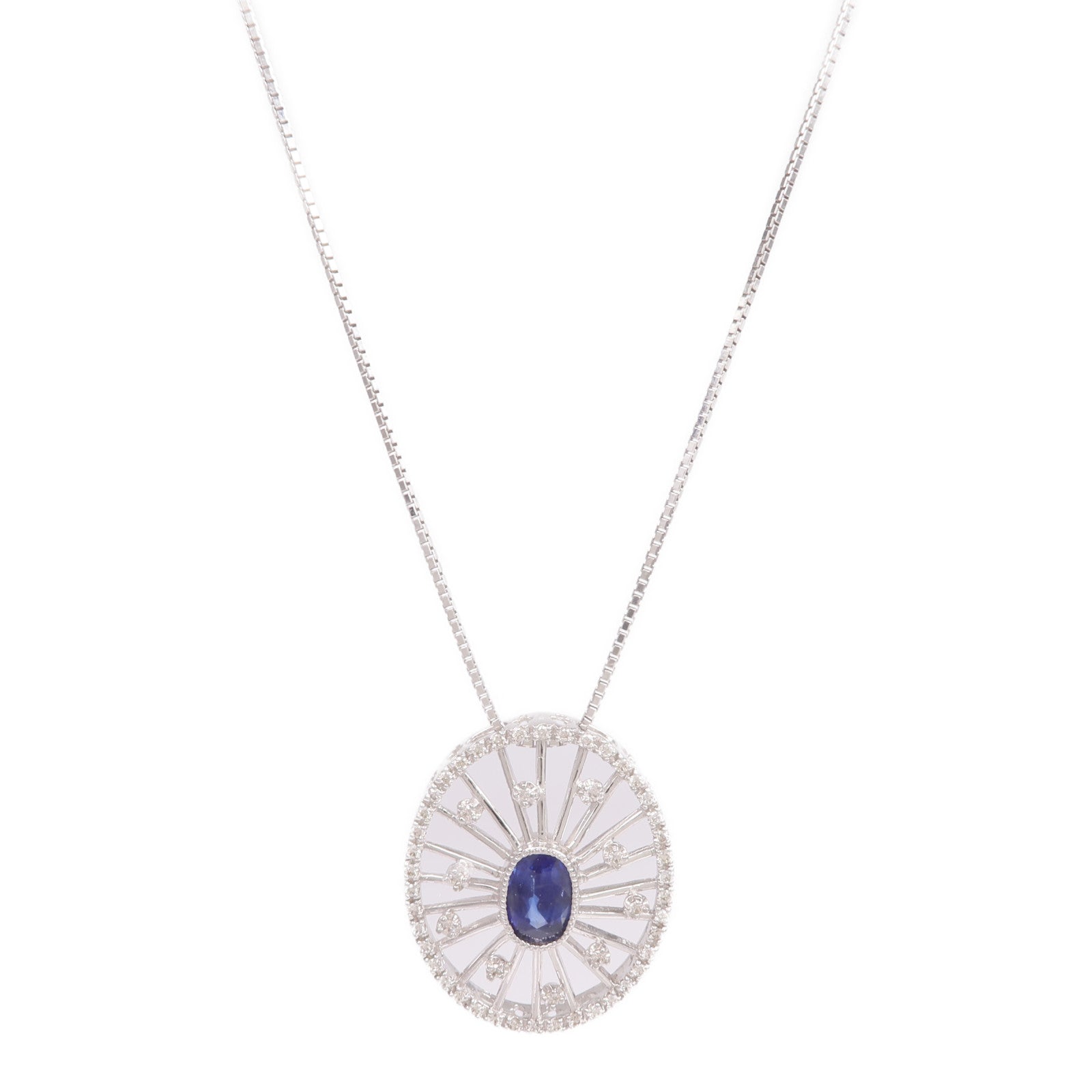 JEWELRY 【激減優惠】18K白金Sapphire Diamond Necklace藍寶石/鑽石項鍊