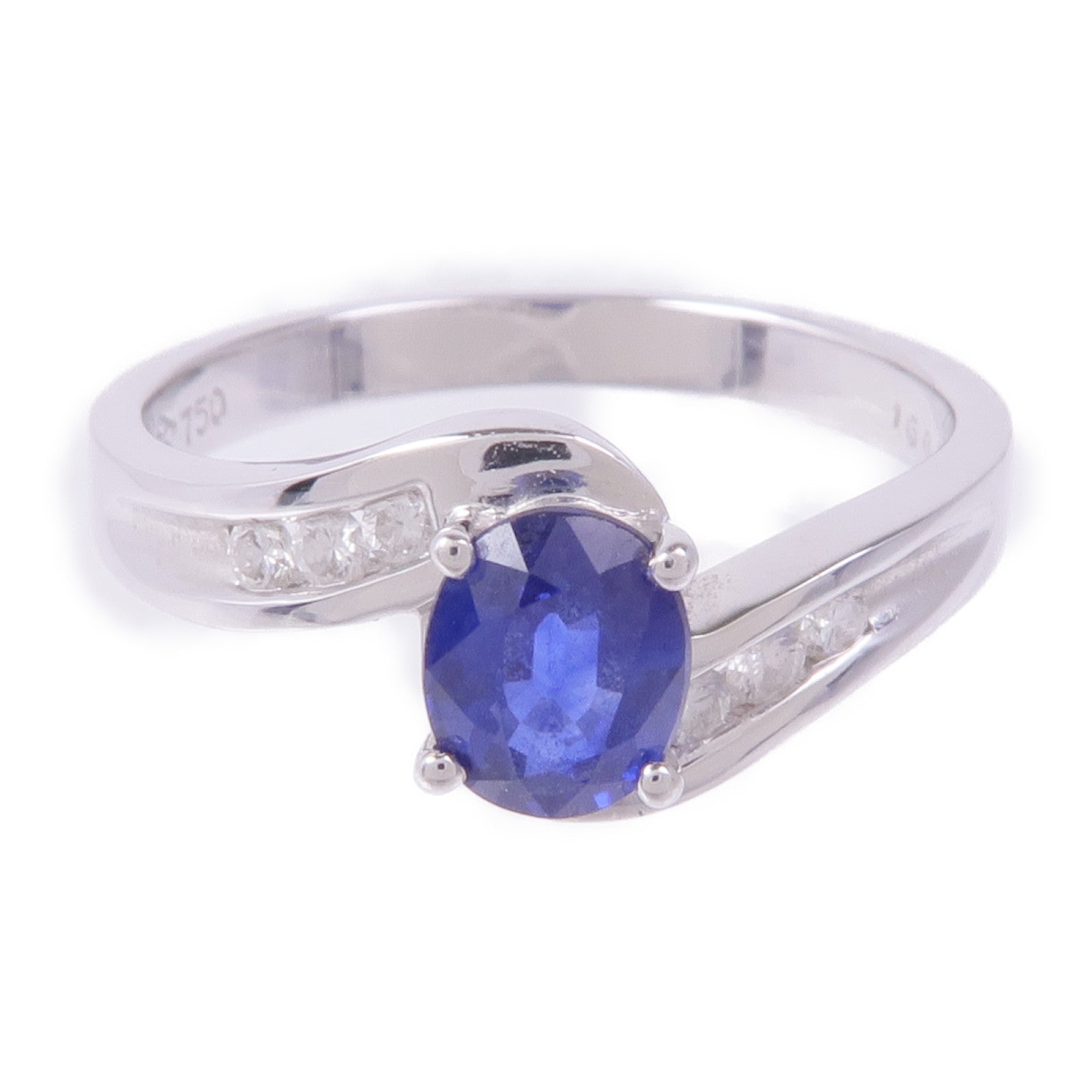 JEWELRY 18K白金Sapphire Diamond Ring藍寶石/鑽石戒指US#6.75