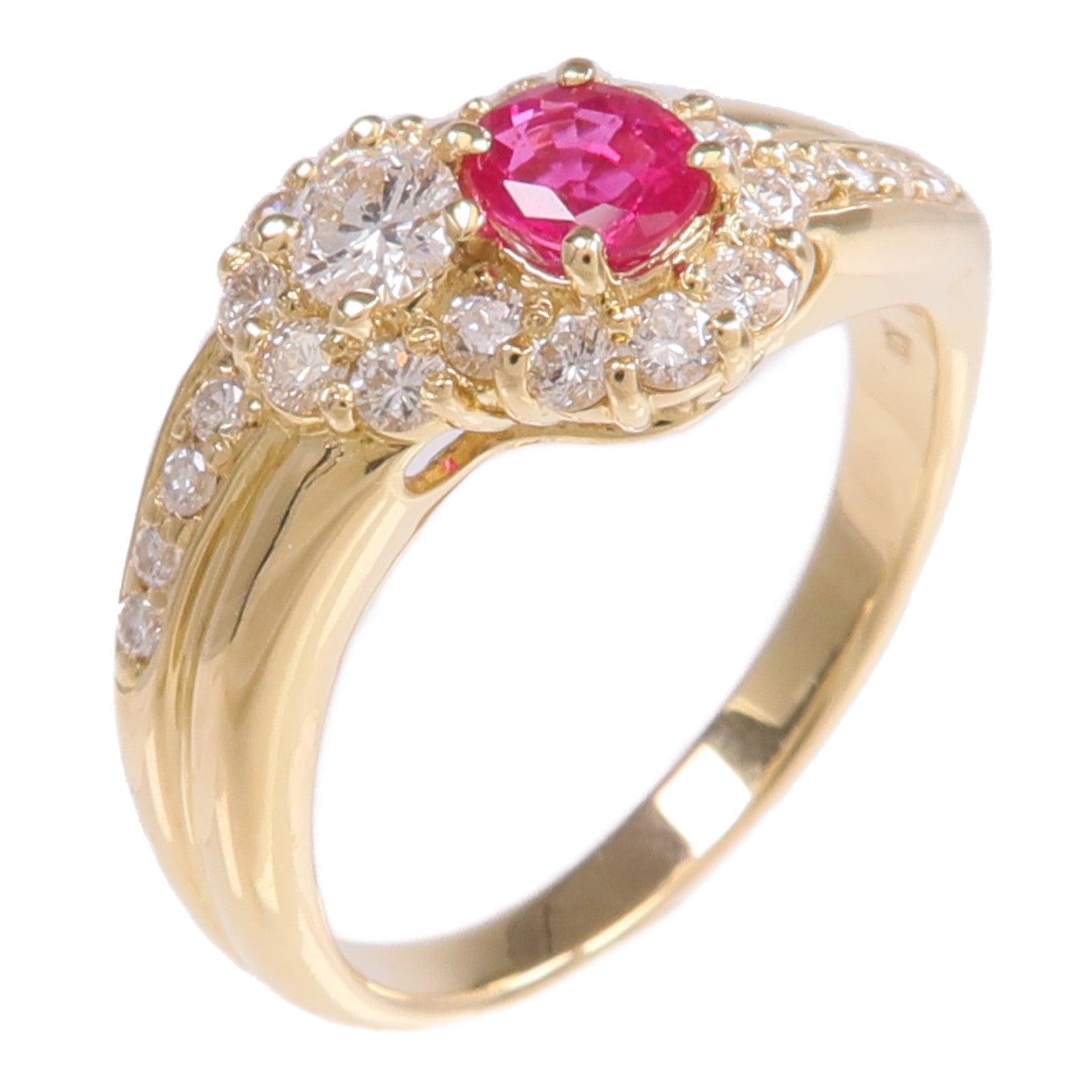 JEWELRY 18K黃金Ruby Diamond Ring紅寶石/鑽石戒指US#7.25