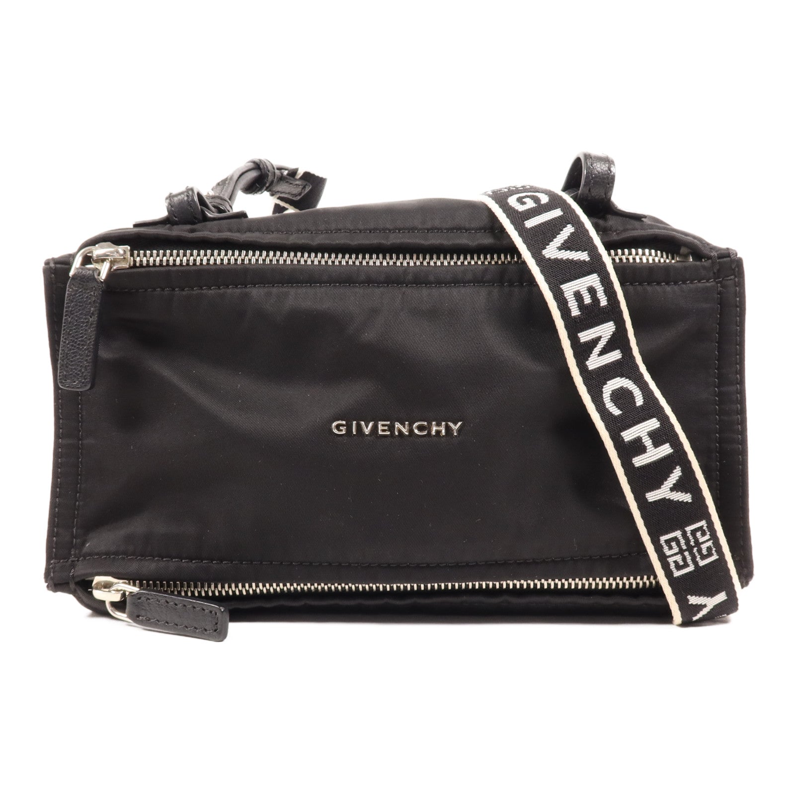 GIVENCHY 尼龍Pandora Mini銀扣肩背袋