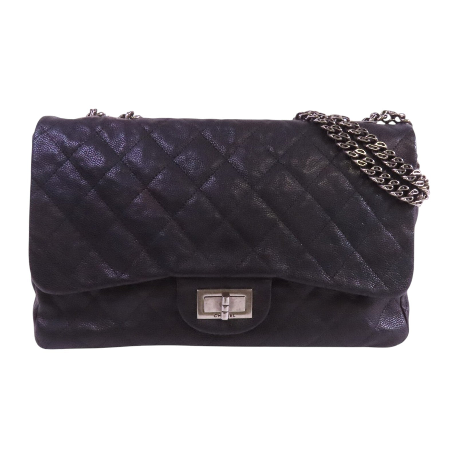 CHANEL 牛皮皮革Chain Shoulder Bag銀扣鏈帶肩背袋