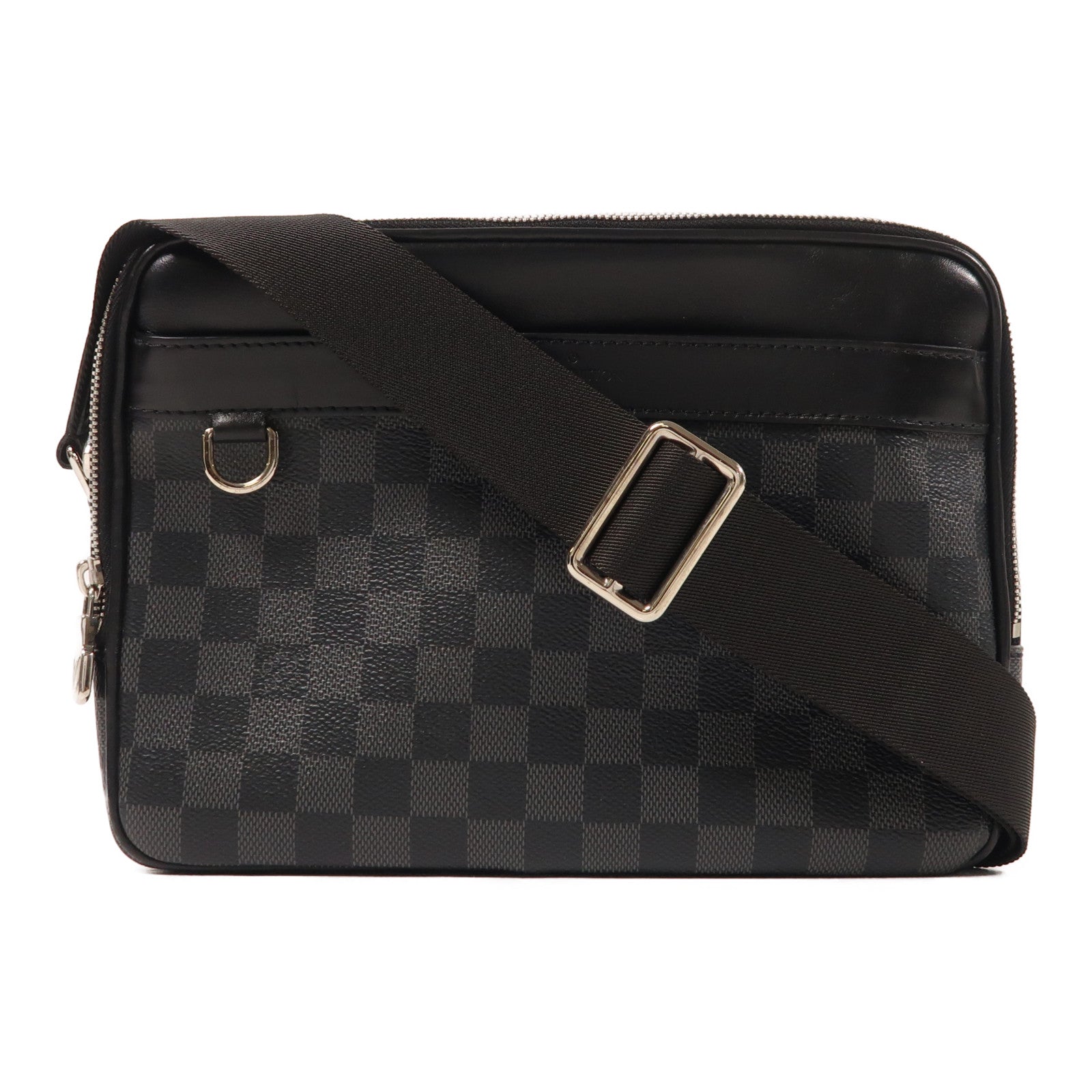 LOUIS VUITTON Damier Graphite Trocadero Messenger MM銀扣肩背袋