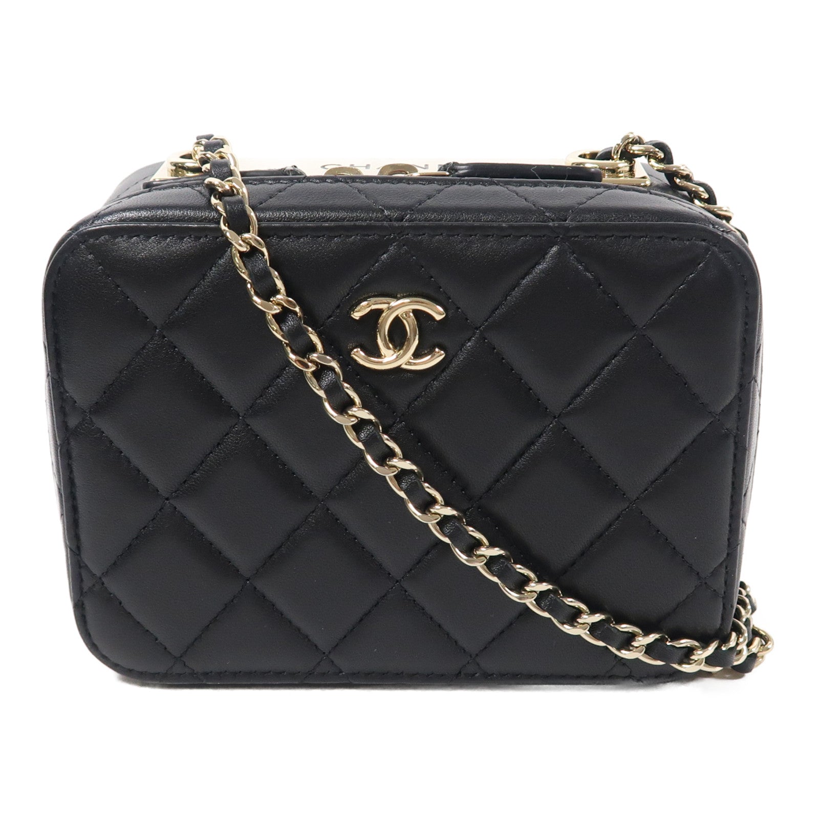 CHANEL 羊皮皮革Chain Shoulder金扣鏈帶肩背袋