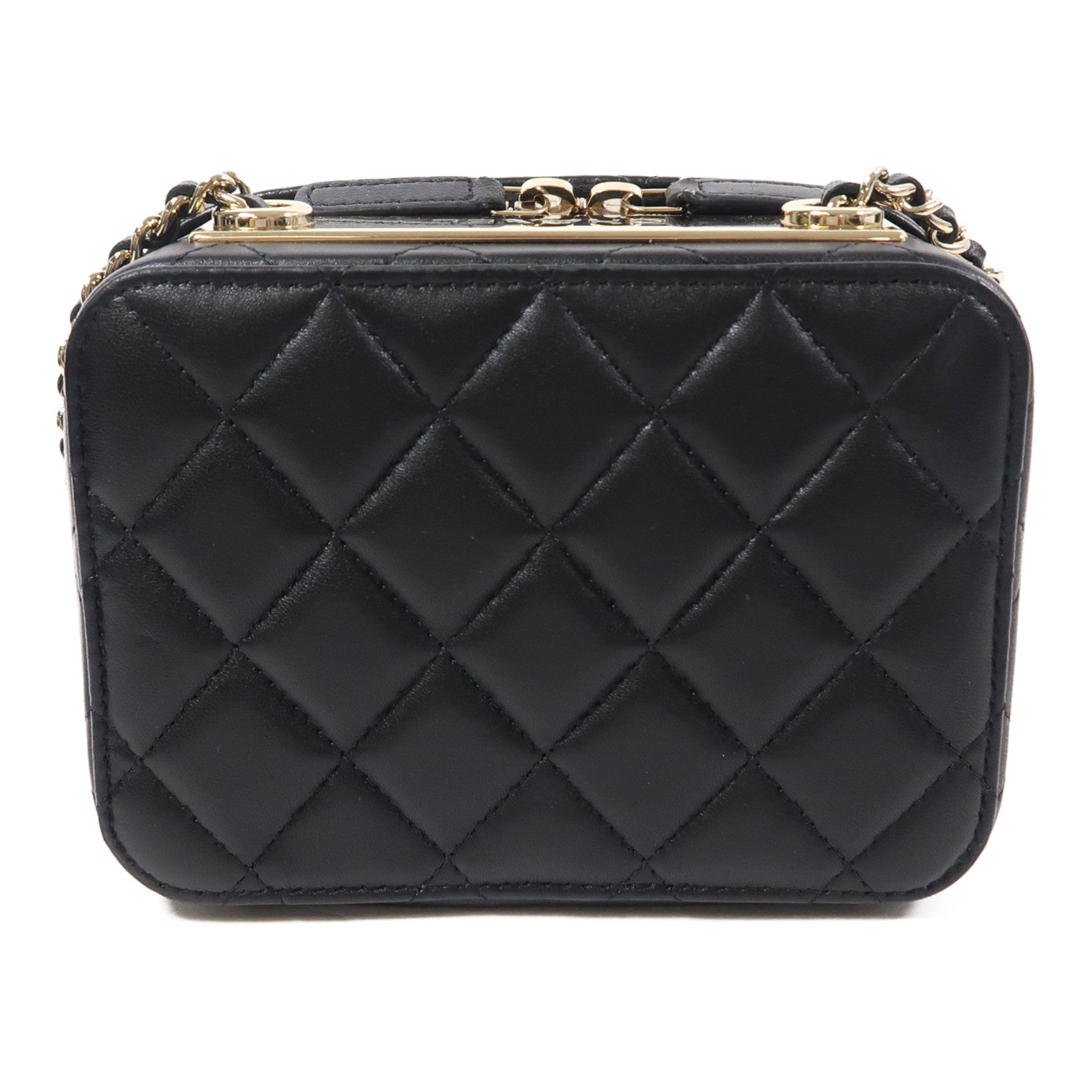 CHANEL CC GHW Chain Shoulder Bag Lambskin Leather Black
