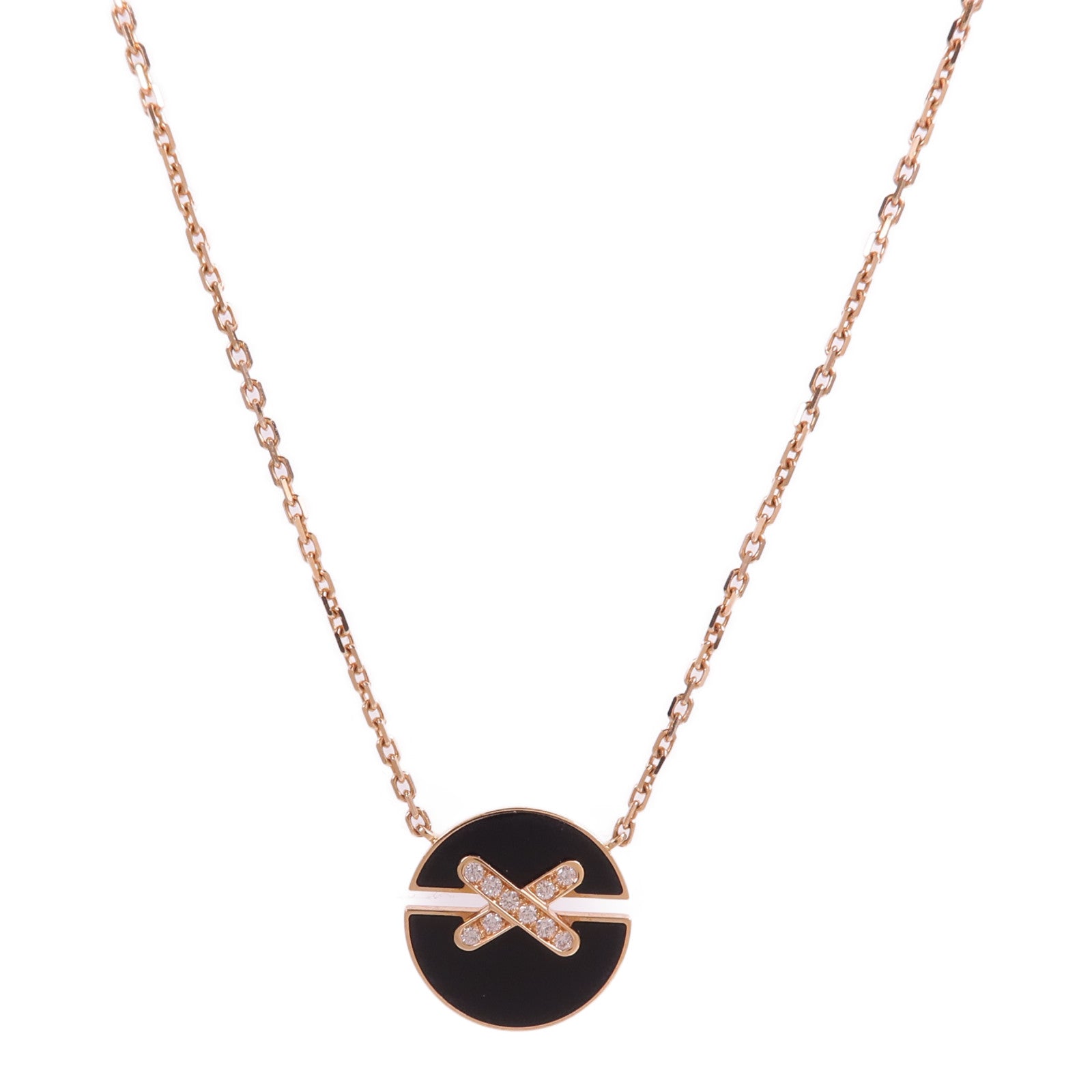 Chaumet 18K玫瑰金Jeux De Liens Harmony鑽石/縞瑪瑙項鍊