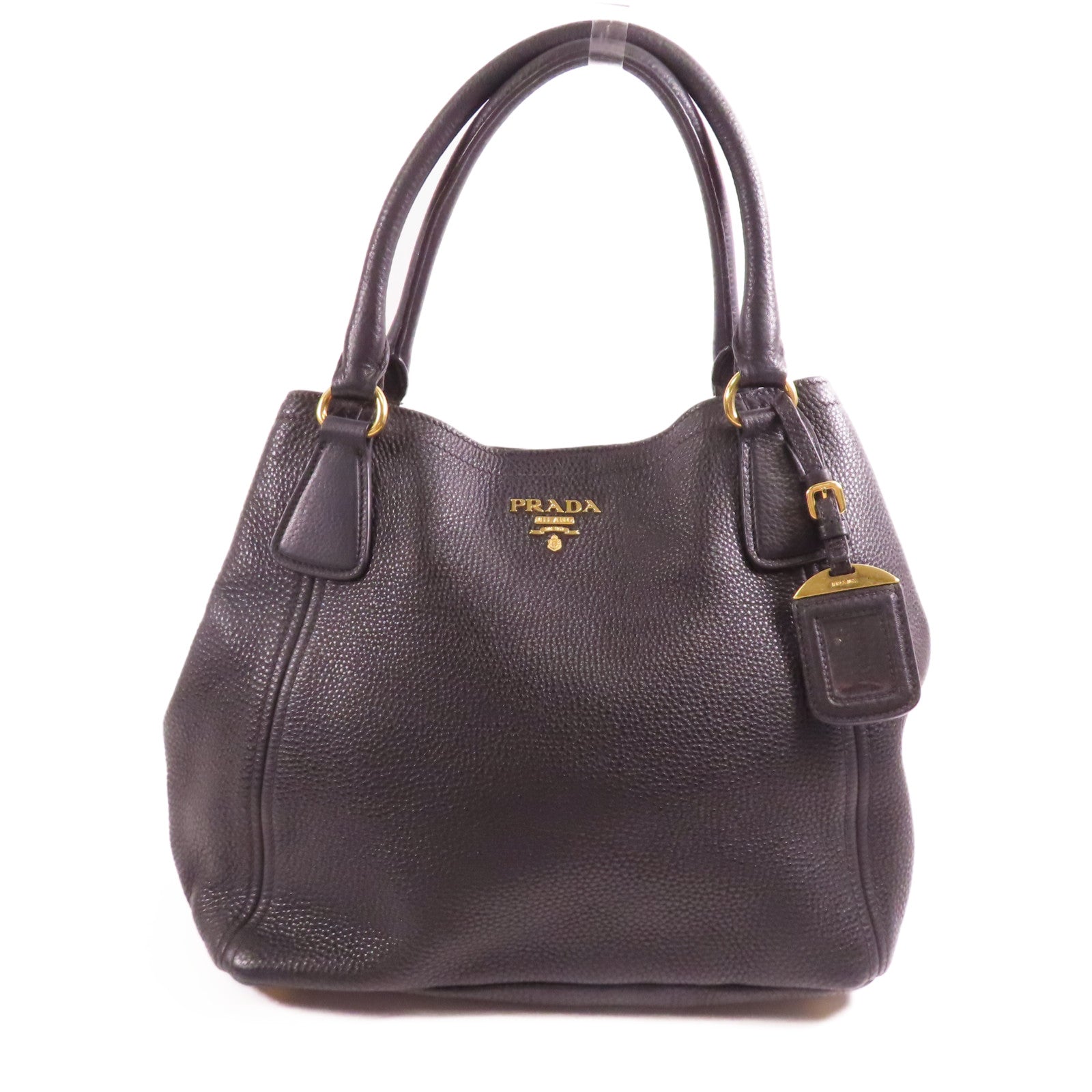 PRADA GHW Handbag Shoulder Bag Calfskin Leather Black