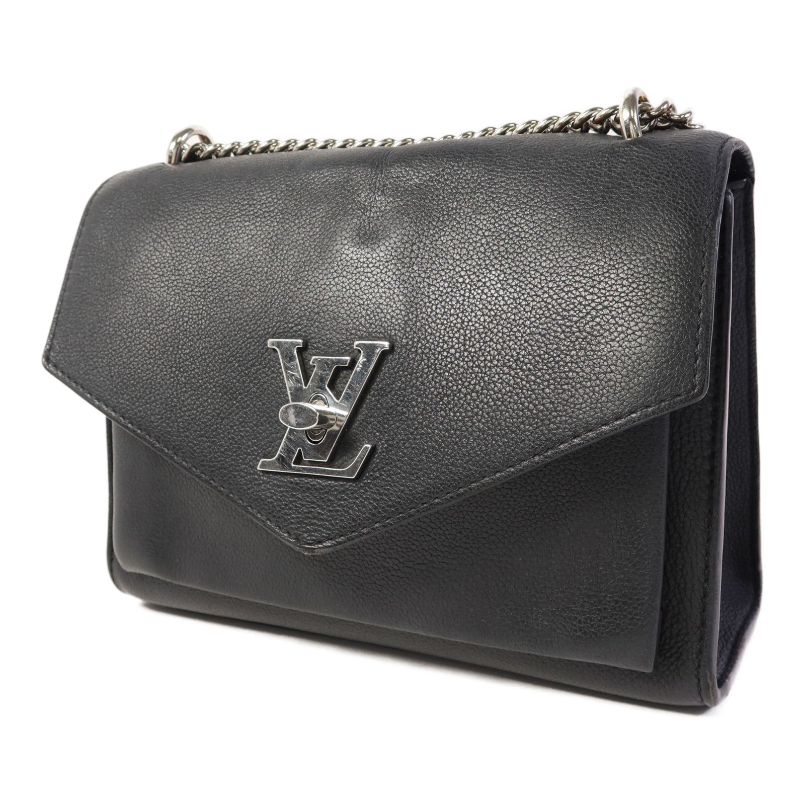 LOUIS VUITTON 牛皮皮革Mylockme銀扣鏈帶肩背袋