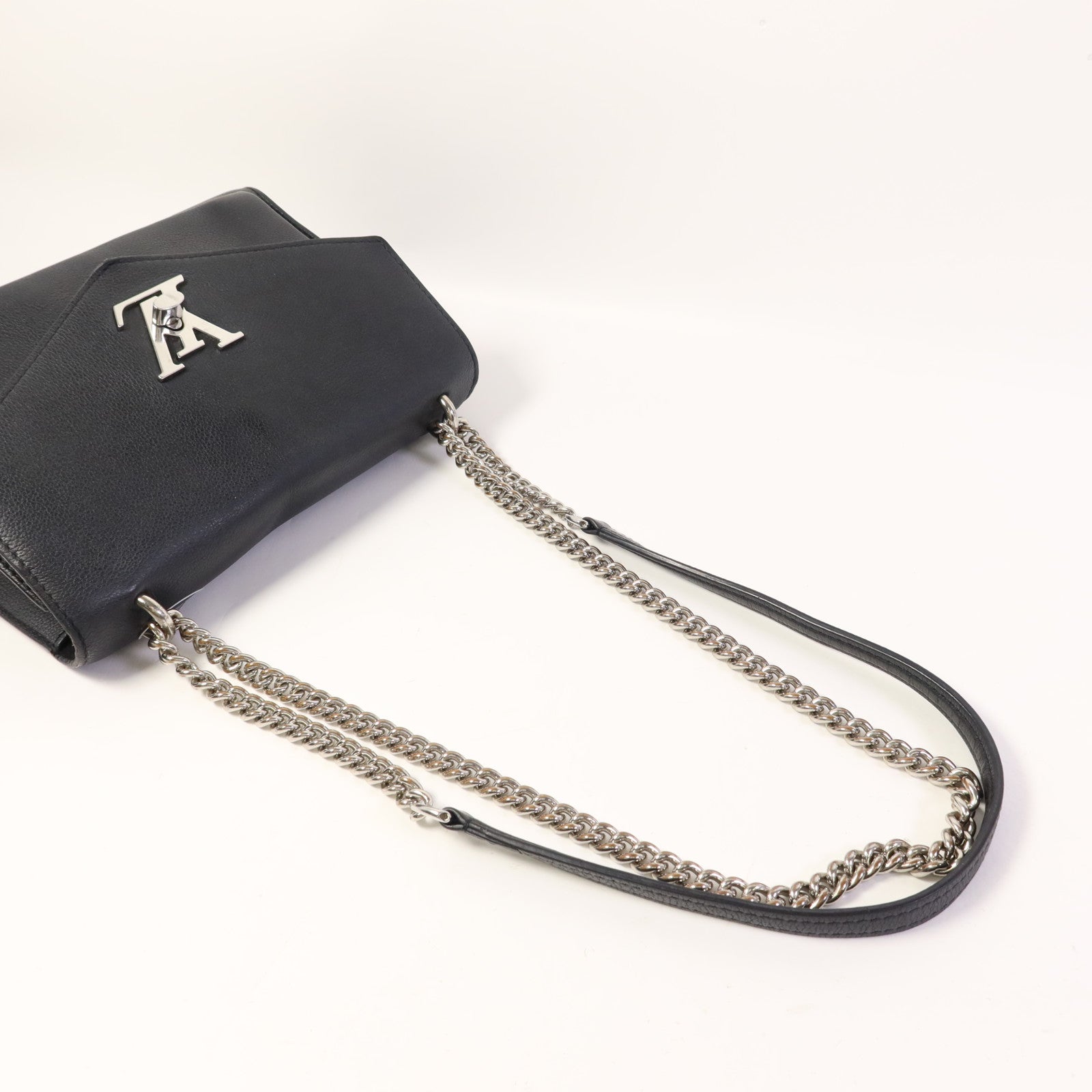 LOUIS VUITTON 牛皮皮革Mylockme銀扣鏈帶肩背袋