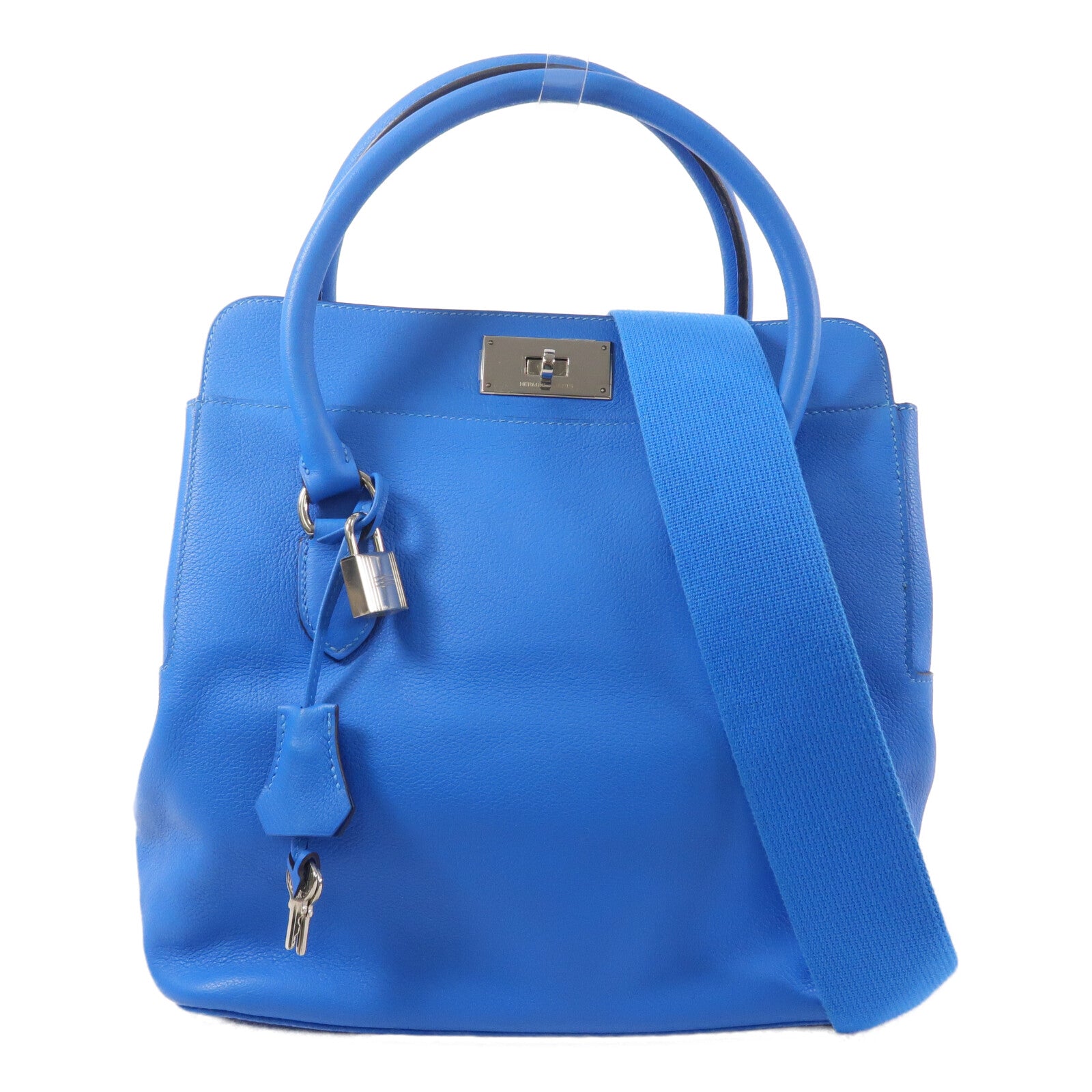 HERMES Evercolor皮革Toolbox 26手挽肩背兩用袋Blue Hydra