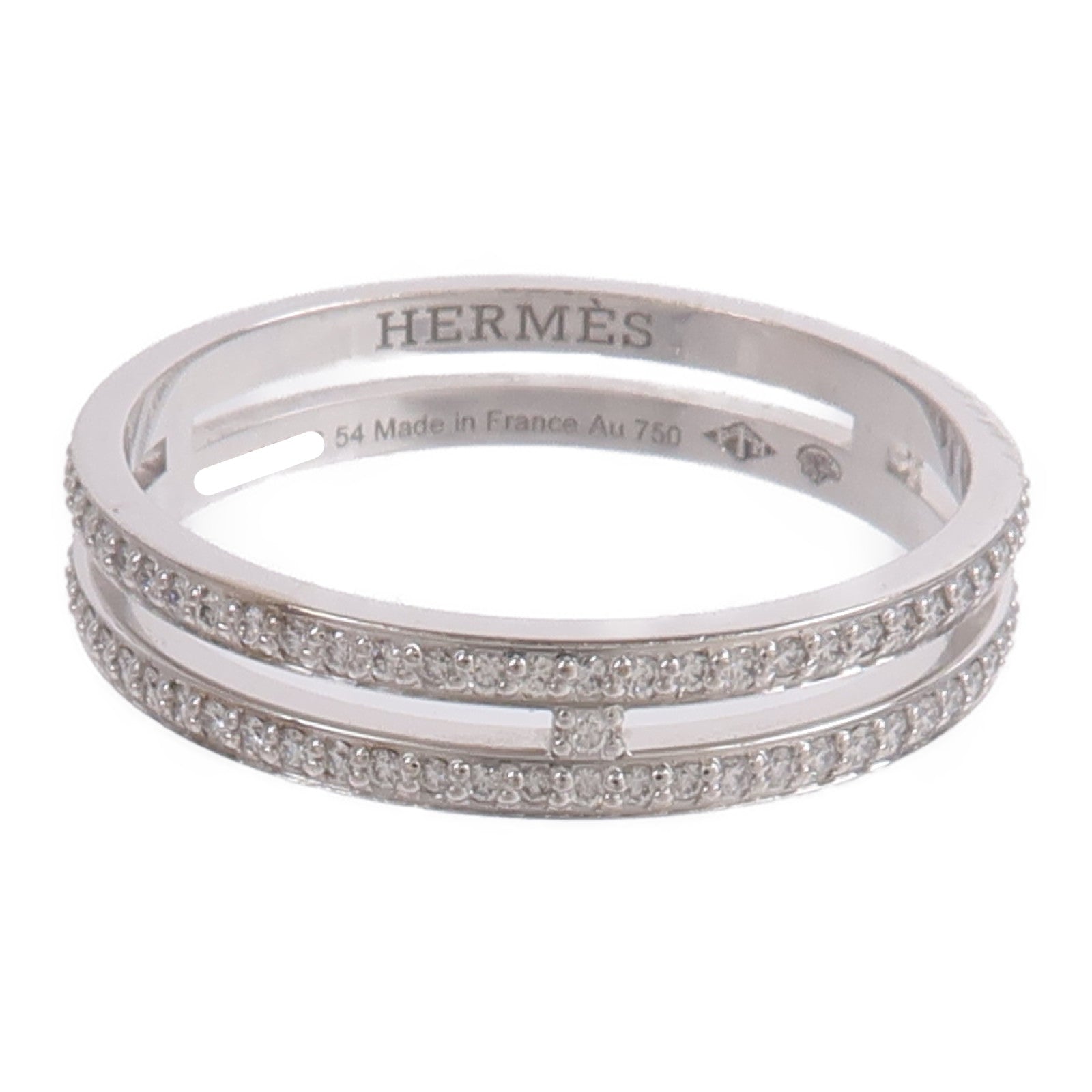 HERMES 18K白金Ariane Wedding Band Ring鑽石戒指
