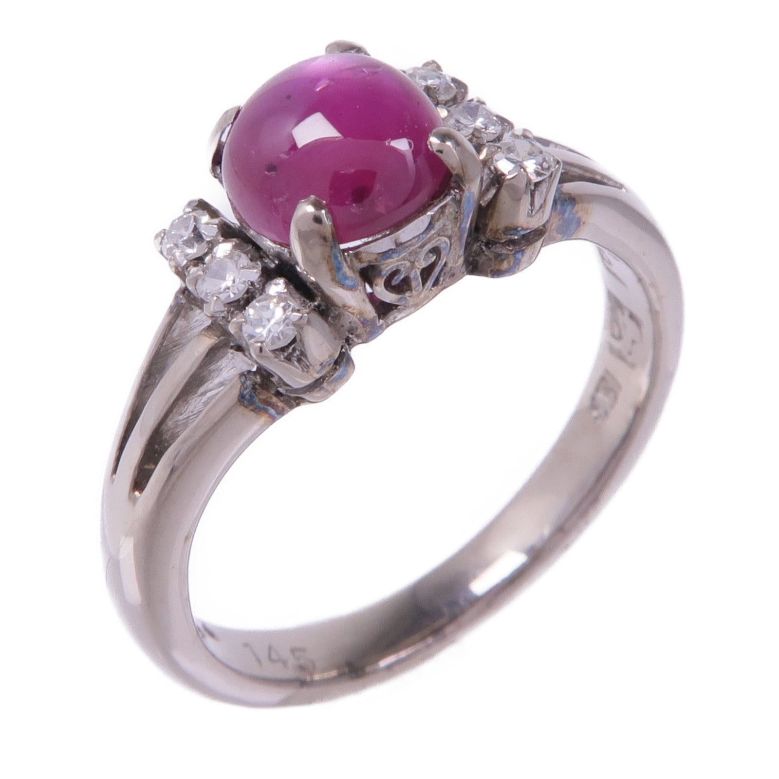 JEWELRY 【激減優惠】18K白金Ruby Diamond Ring紅寶石/鑽石戒指US#6.5