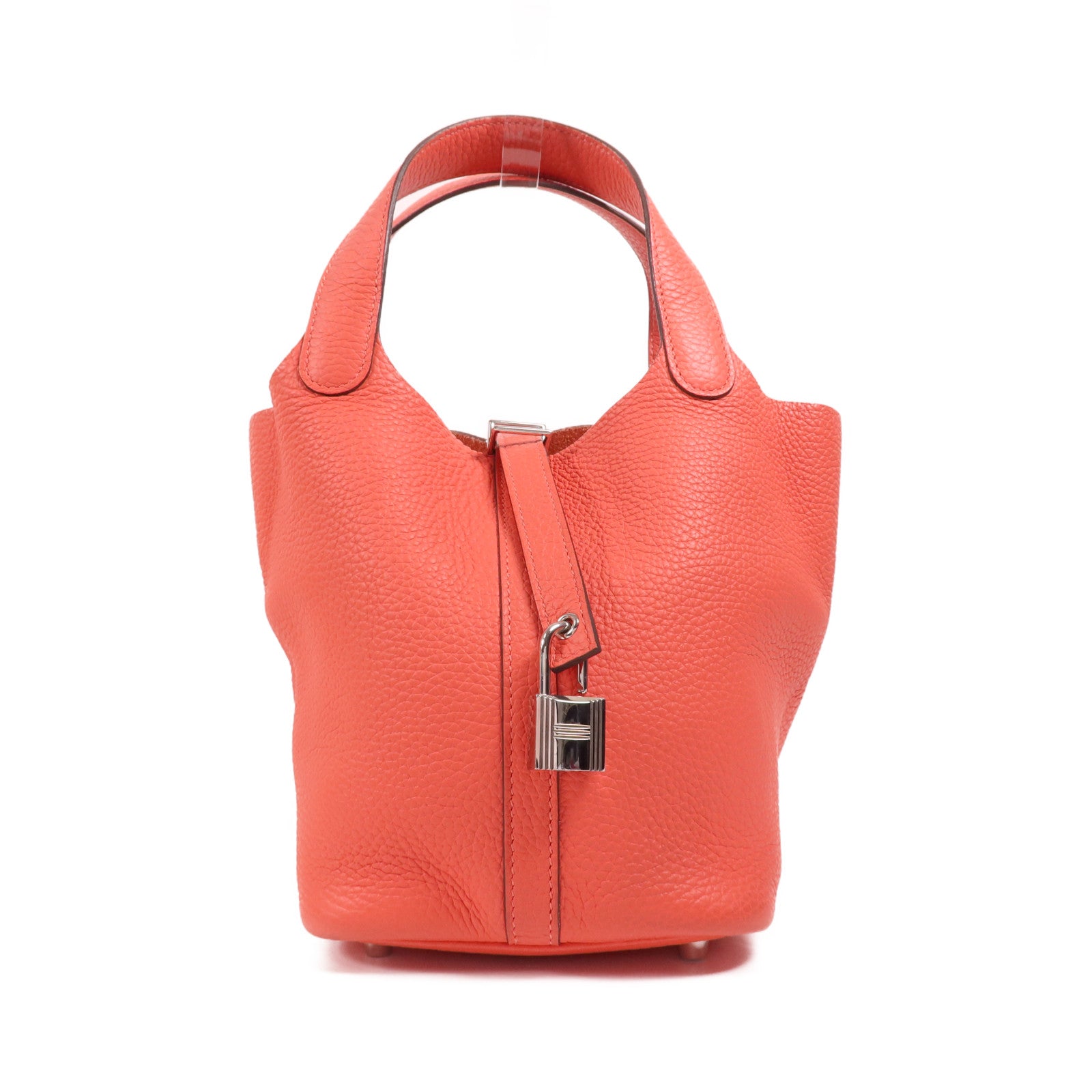 HERMES Clemence皮革Picotin PM銀扣手挽袋Rose Texas