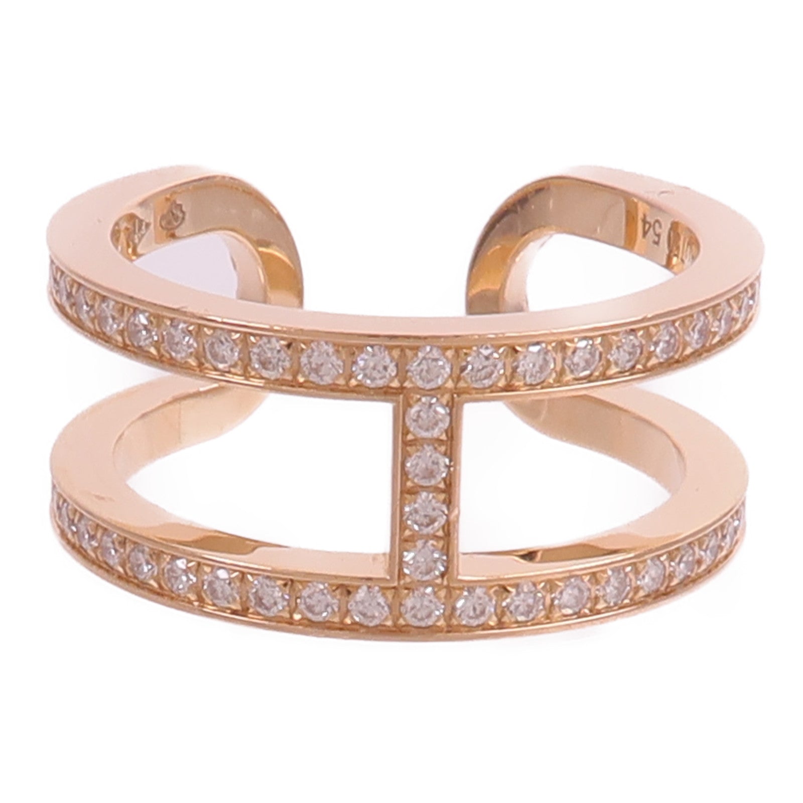 HERMES 18K玫瑰金Ever Chaine d'ancre Ring鑽石戒指