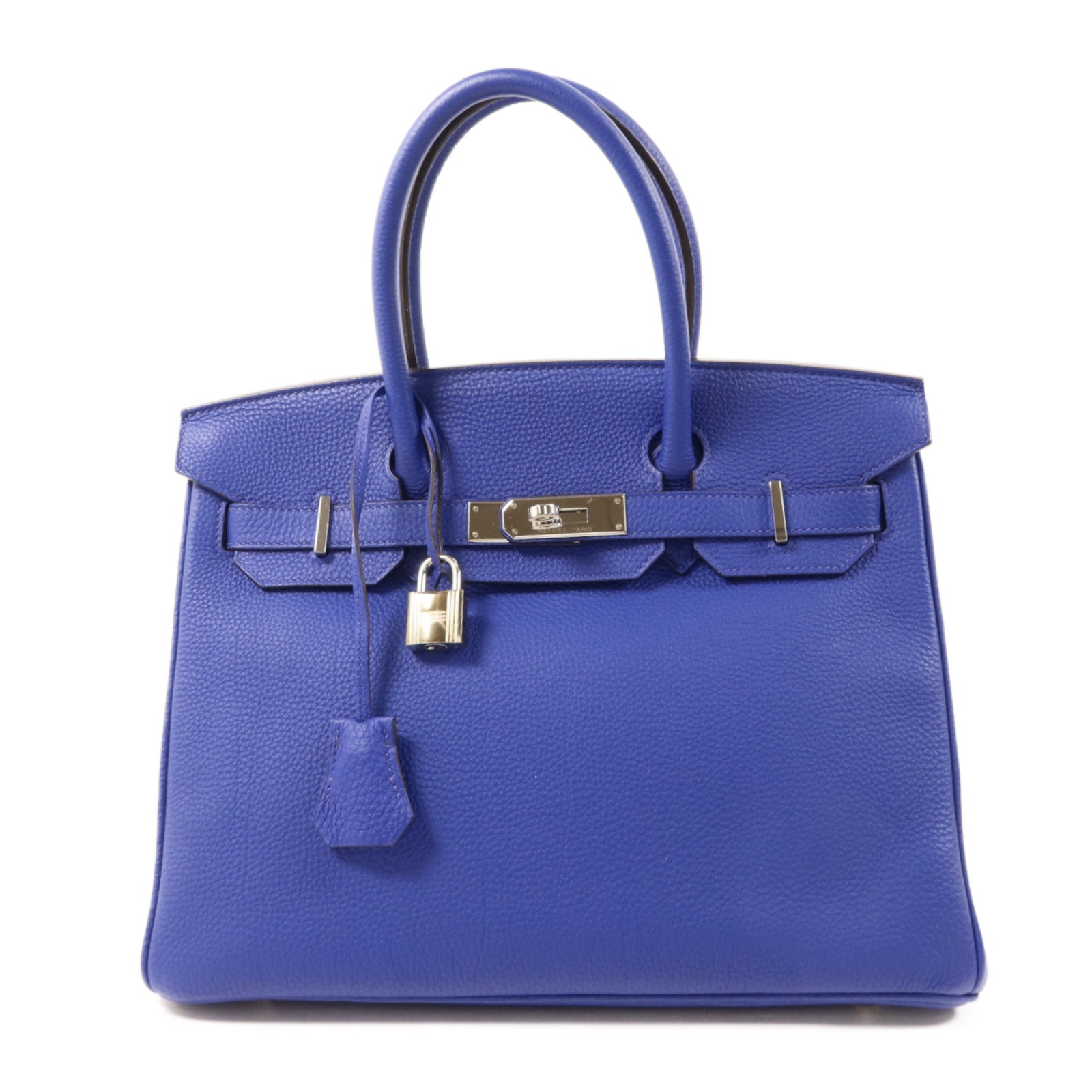 HERMES Togo皮革Birkin 30銀扣手挽袋Bleu Electrique