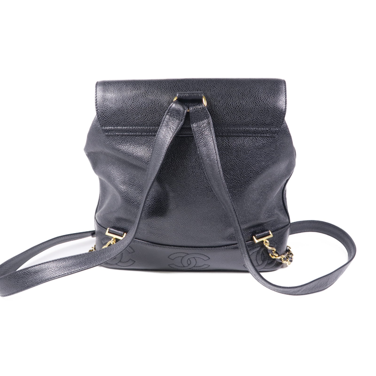 CHANEL CC GHW Backpack Calfskin Leather Black