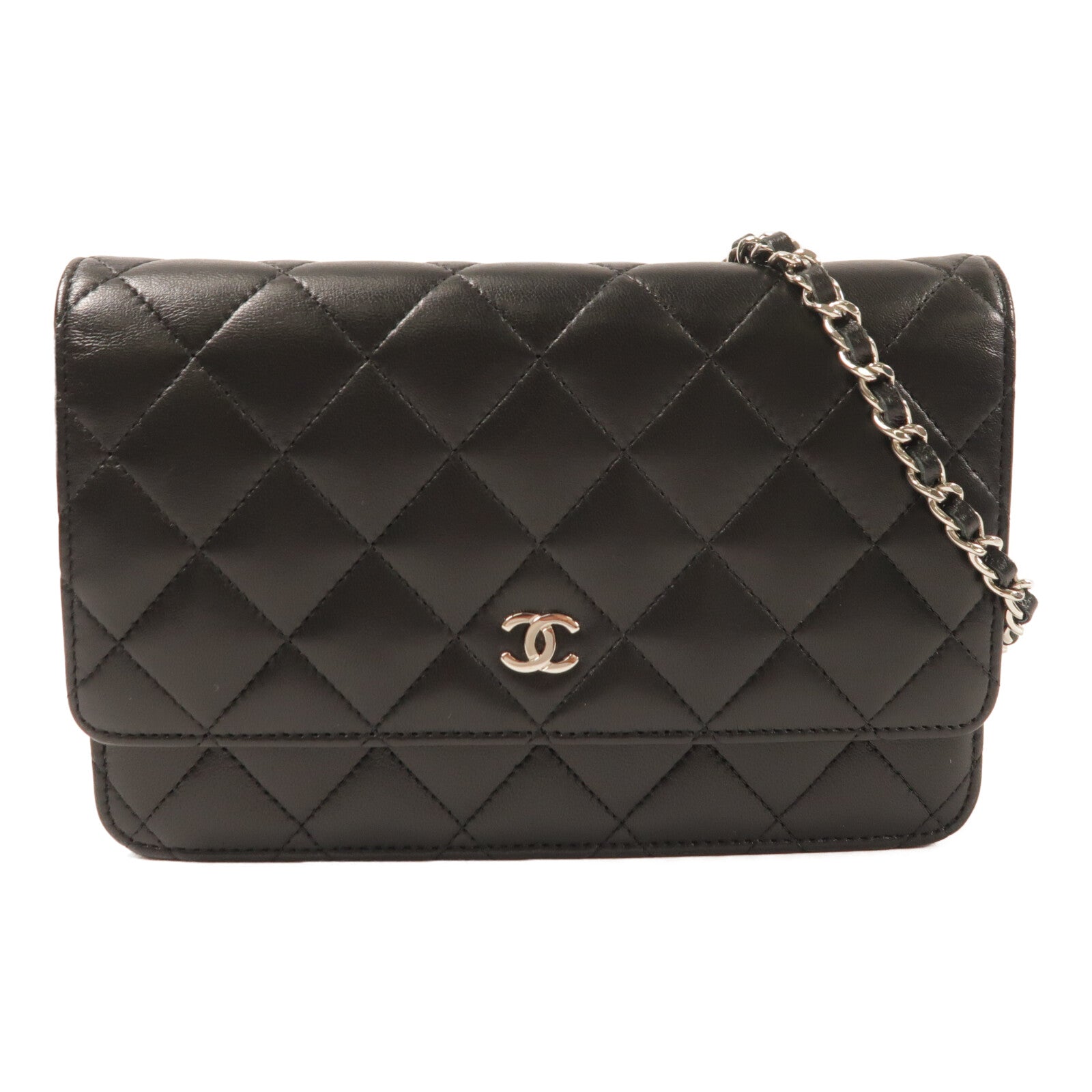 CHANEL 羊皮皮革WOC Wallet On Chain銀扣鏈帶肩背袋