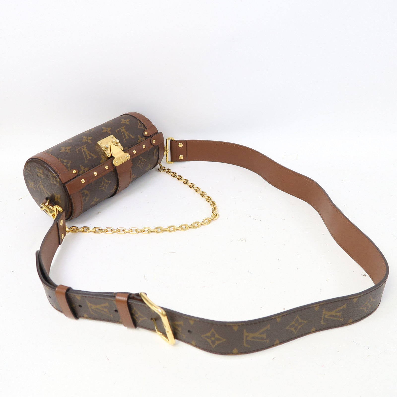 LOUIS VUITTON 【激減優惠】Monogram Papillon Trunk金扣手挽肩背兩用袋啡色