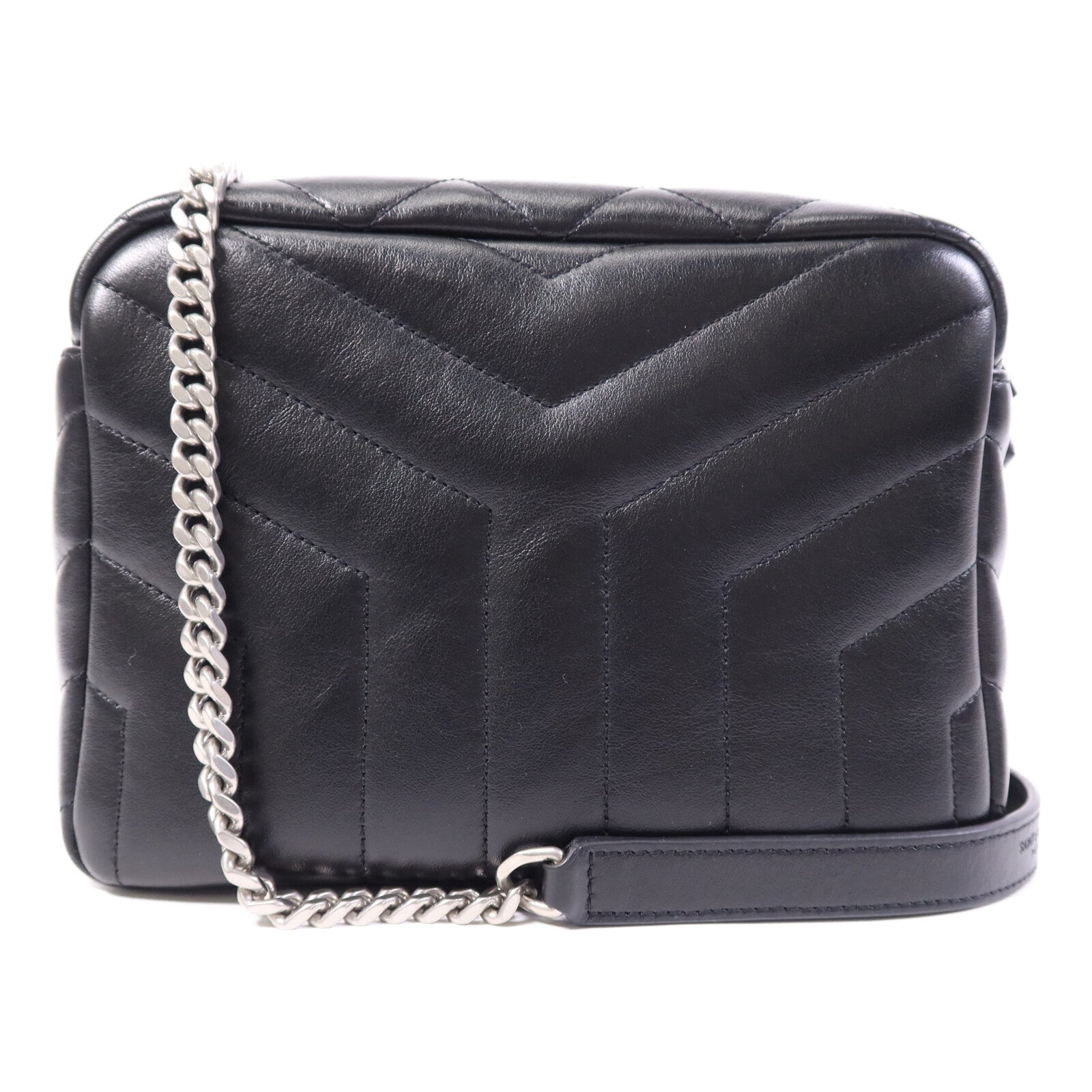 SAINT LAURENT 牛皮皮革Shoulder Bag銀扣鏈帶肩背袋