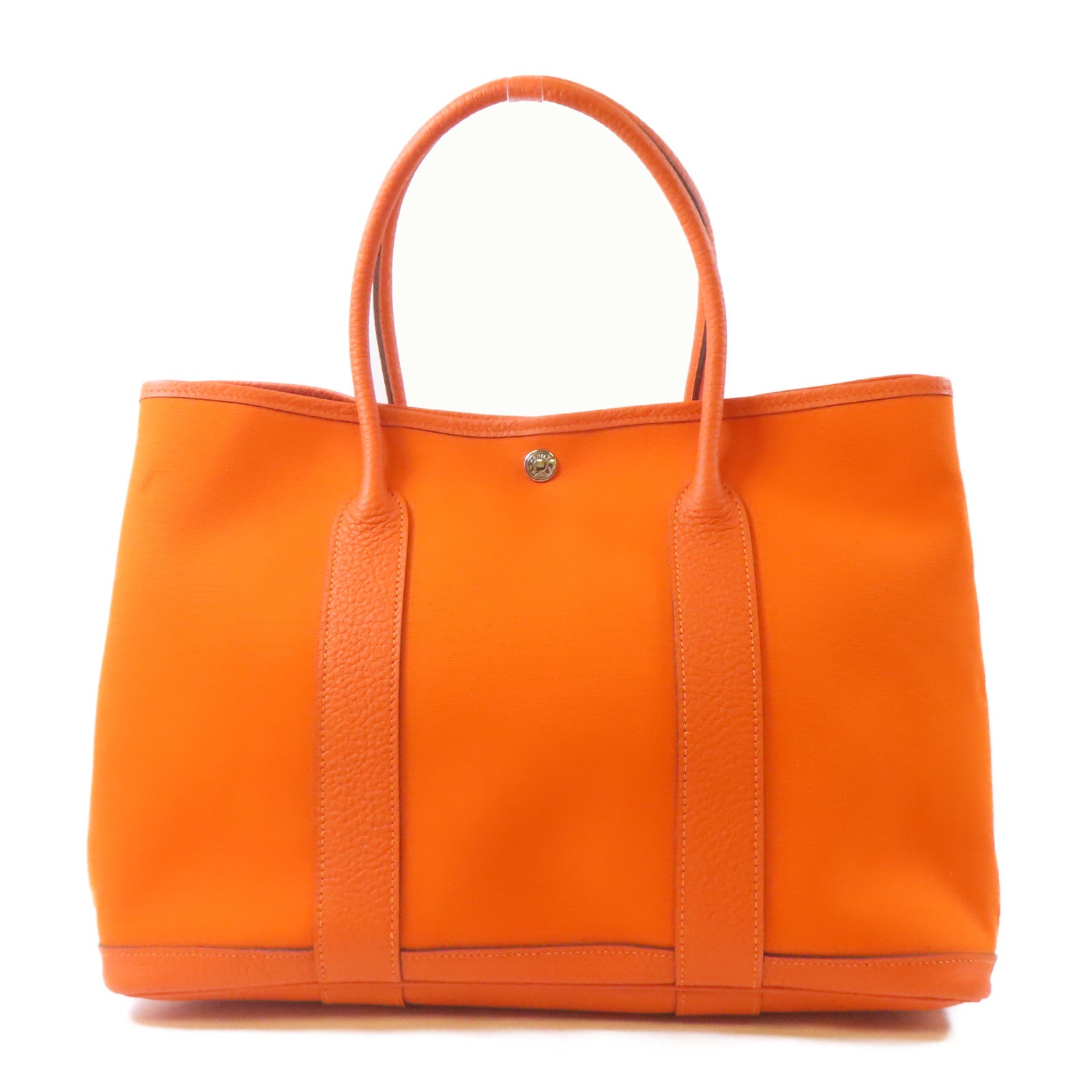 HERMES 衣装袋 HERMES 【激減優惠】Negonda皮革Garden Party PM銀扣手挽袋橙色