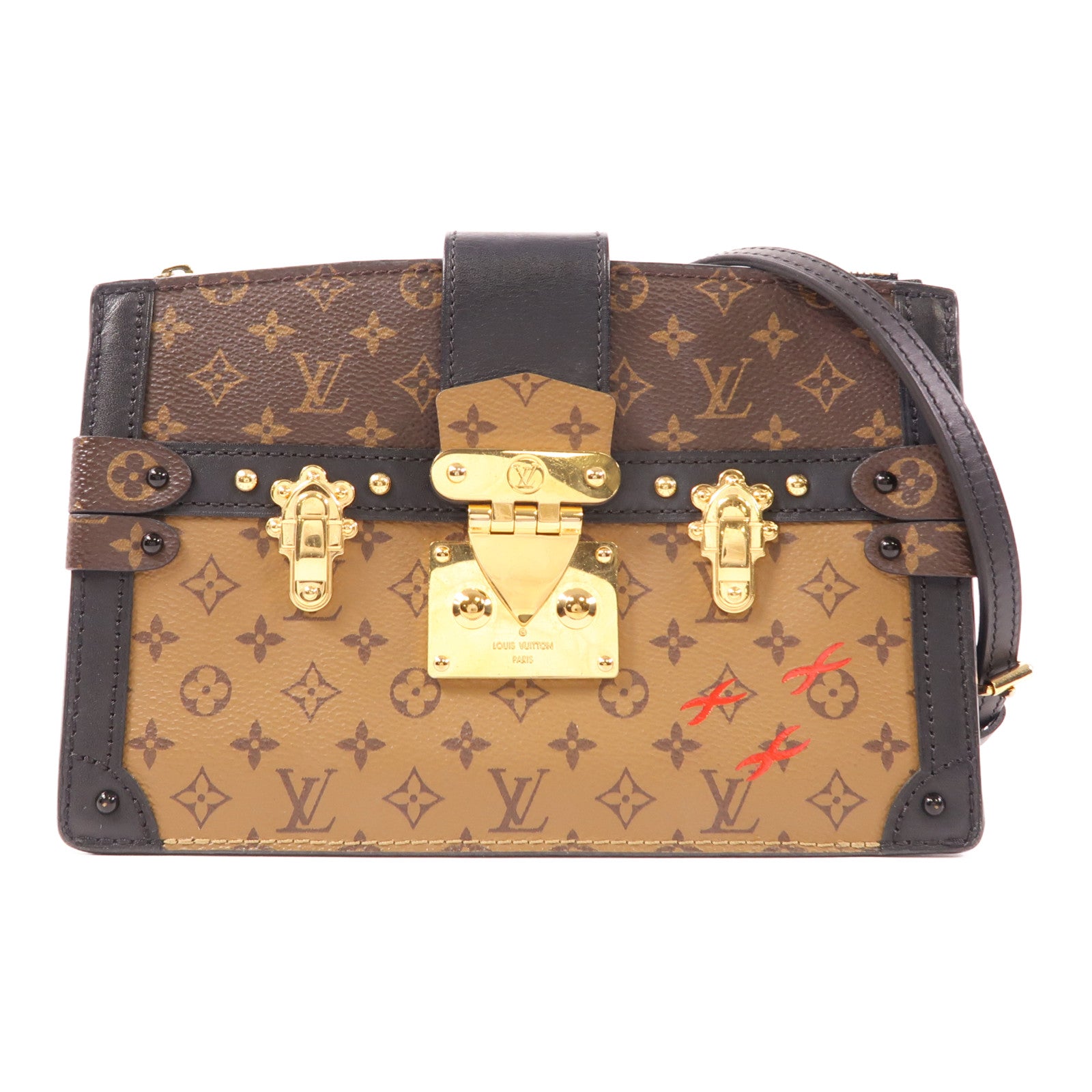 LOUIS VUITTON LV GHW Trunk Clutch Shoulder Bag M43596 Monogram Reverse Brown