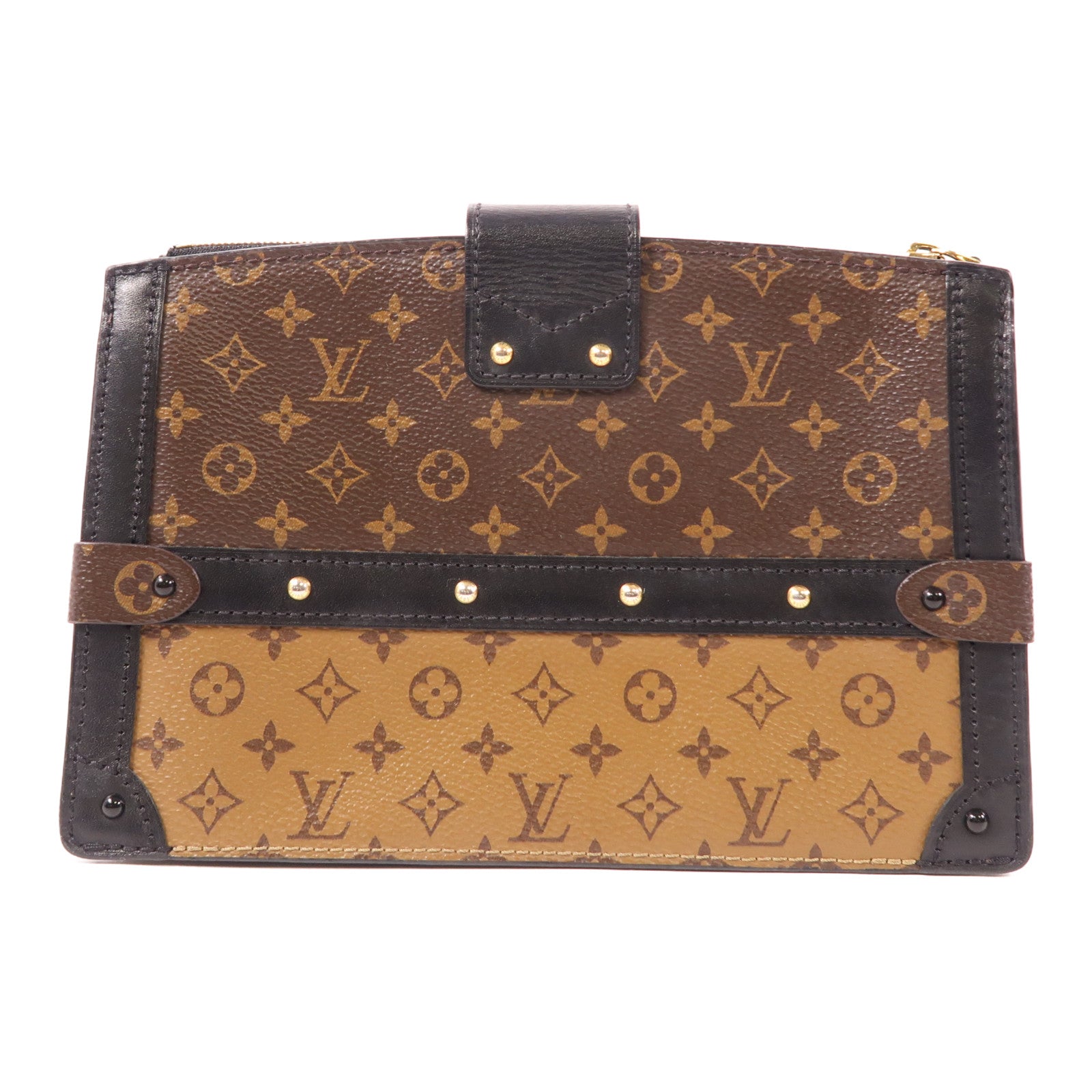 LOUIS VUITTON LV GHW Trunk Clutch Shoulder Bag M43596 Monogram Reverse Brown