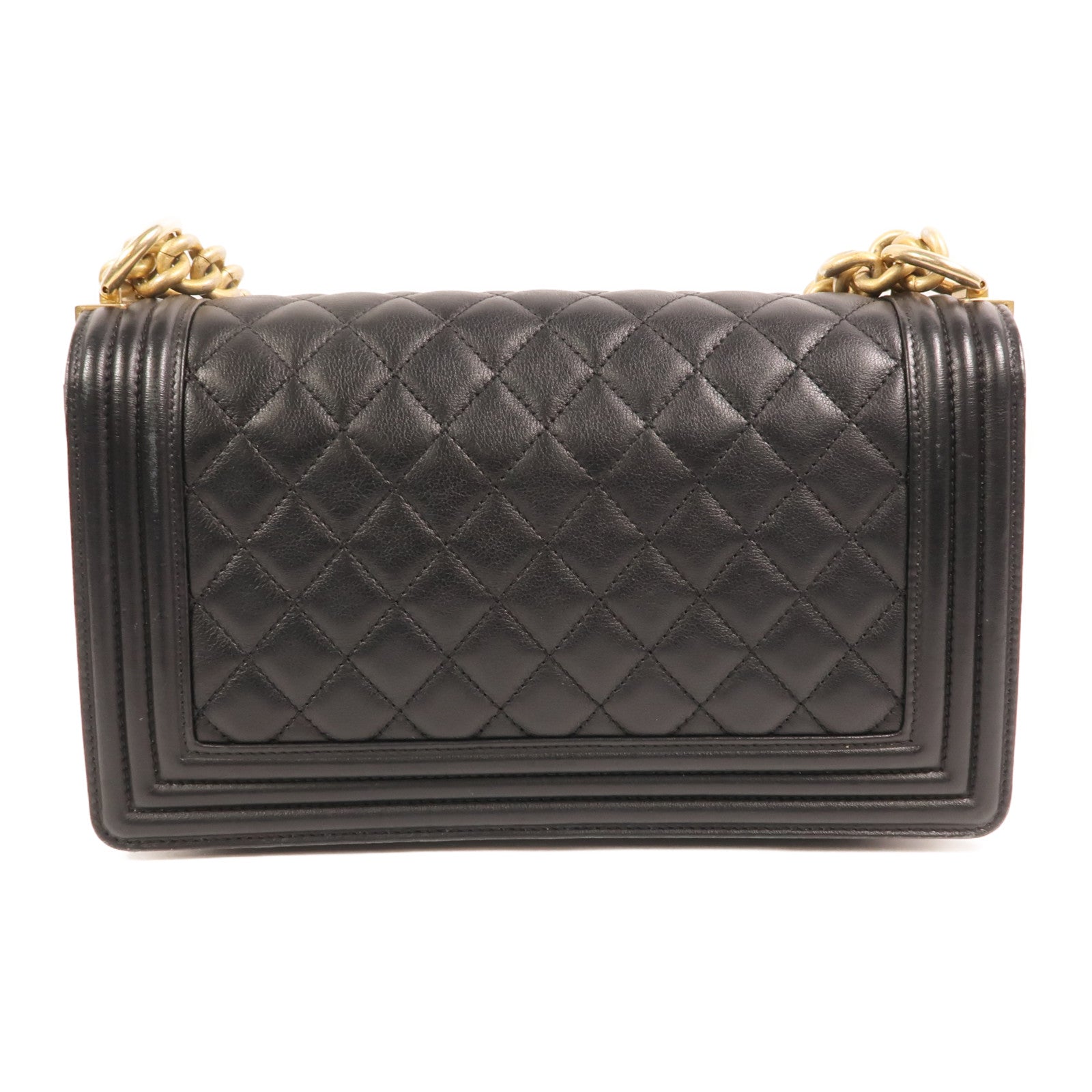 CHANEL 羊皮皮革Boy 25金扣鏈帶肩背袋