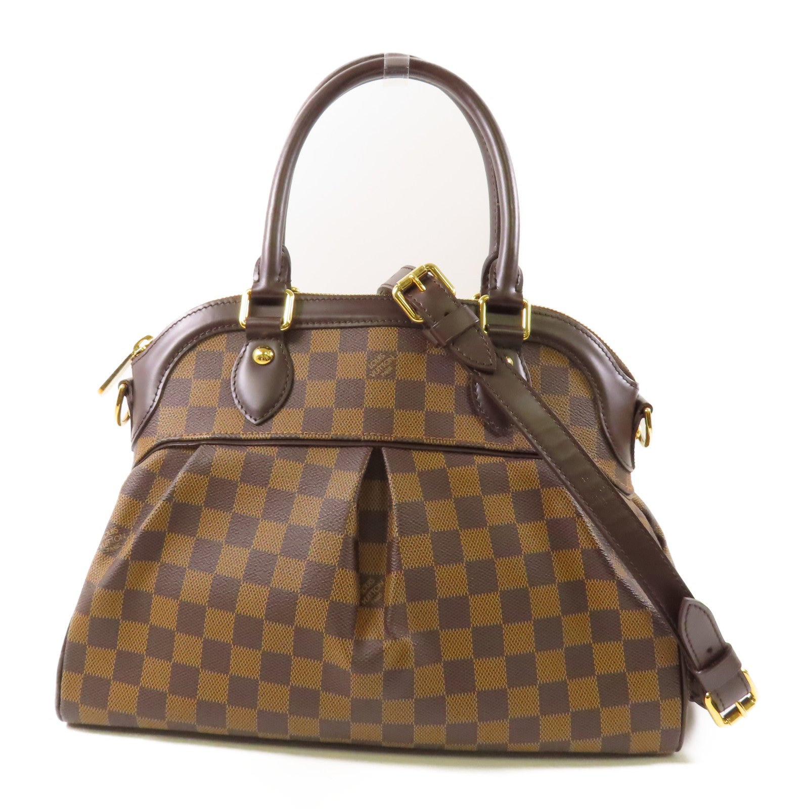 LOUIS VUITTON Damier Trevi PM金扣手挽肩背兩用袋