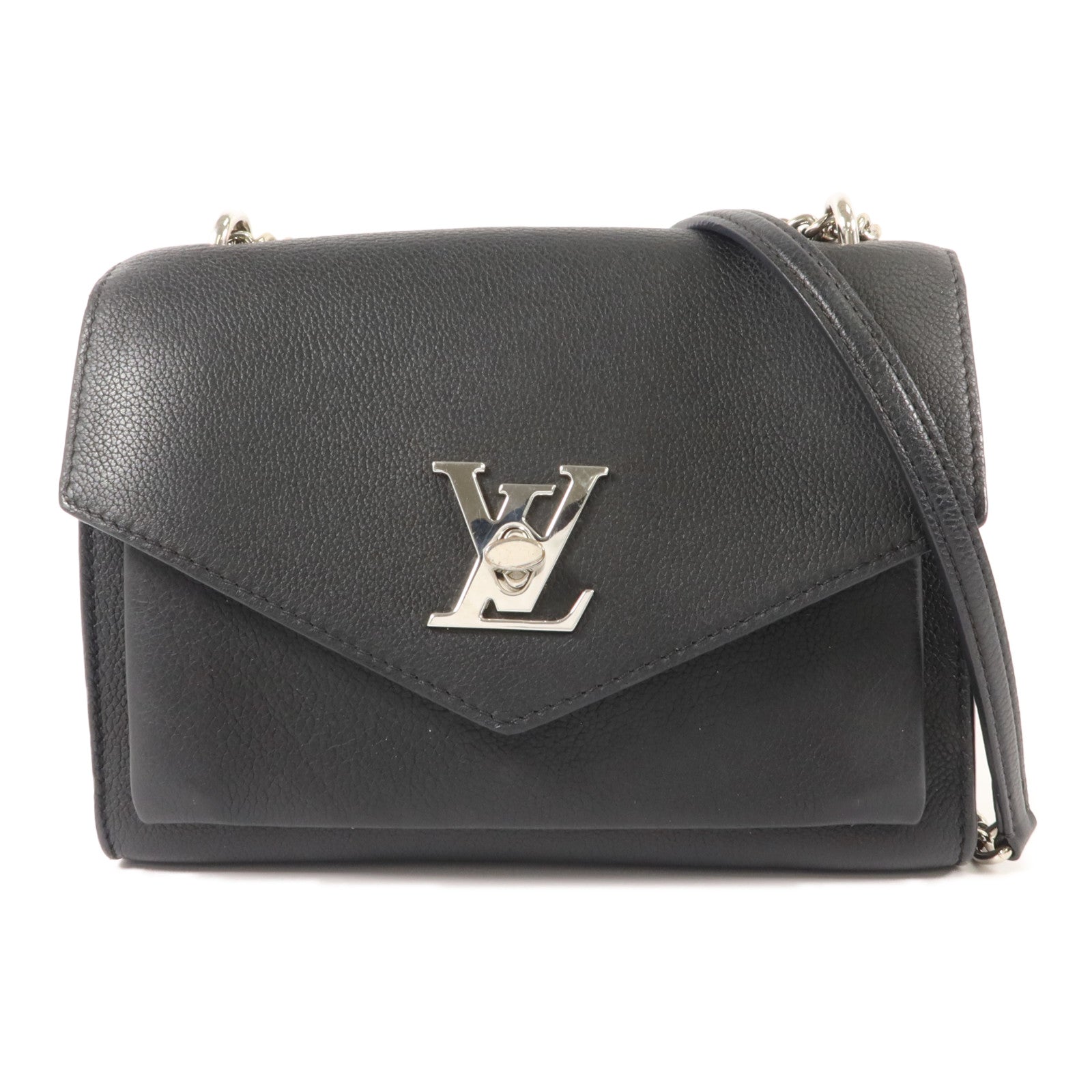 LOUIS VUITTON 牛皮皮革Mylockme銀扣鏈帶肩背袋