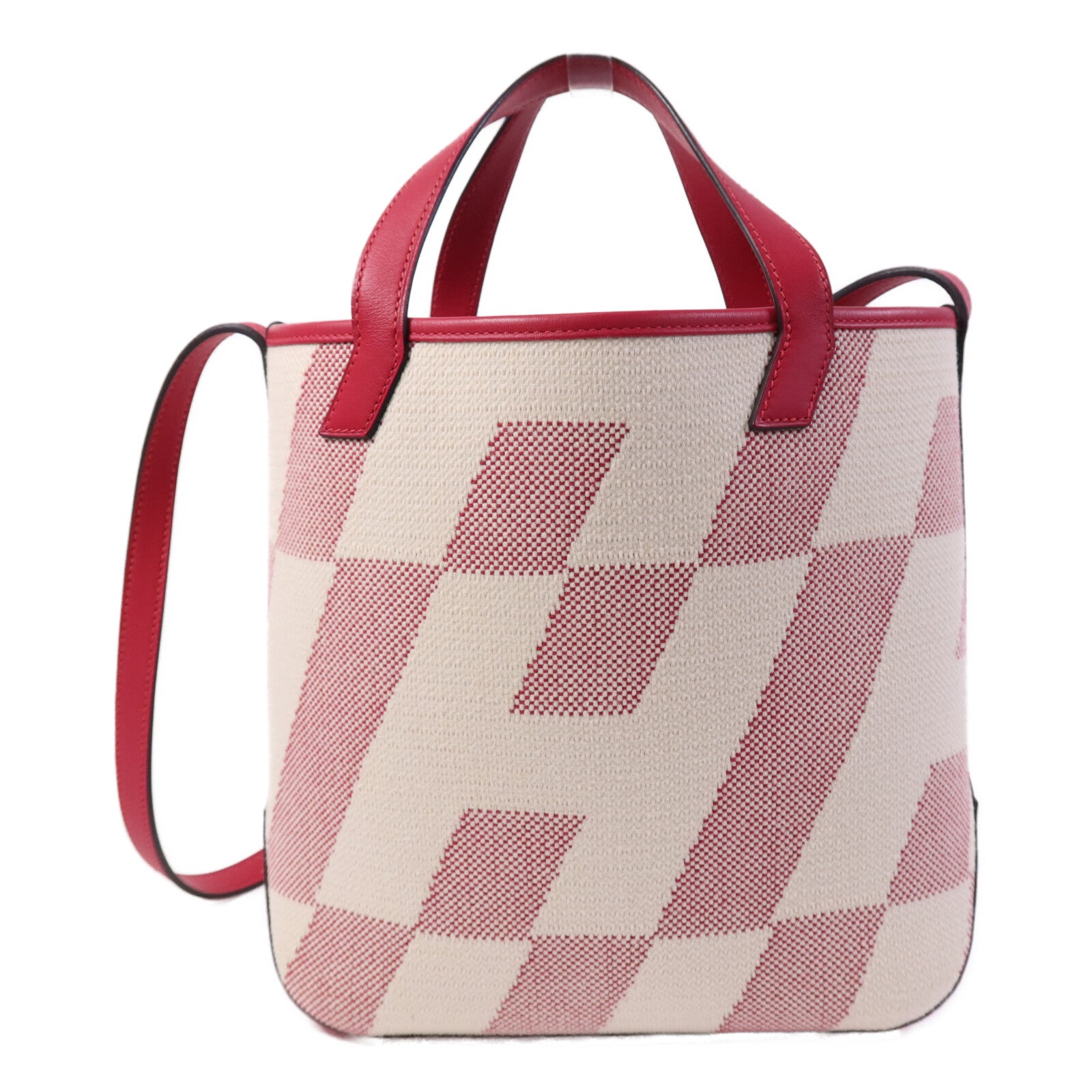 HERMES Toile H帆布Biais 27手挽肩背兩用袋Framboise