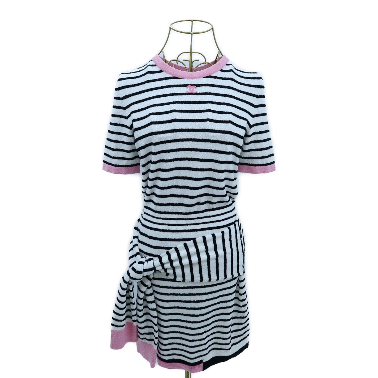 CHANEL Cotton/Polyamide Coco Mark P77 Short-Sleeve Dress連身裙