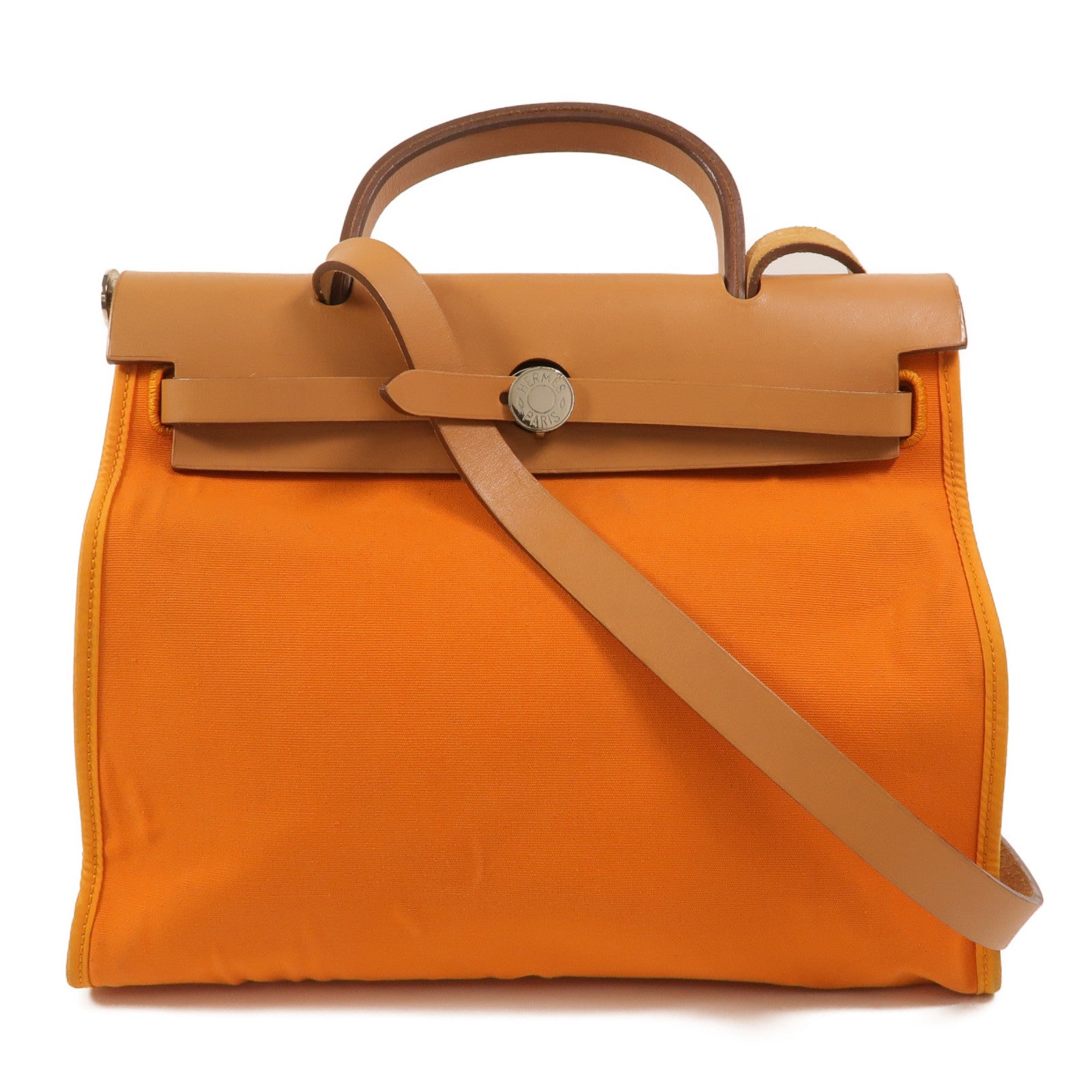 HERMES 帆布Herbag PM手挽肩背兩用袋Orange H