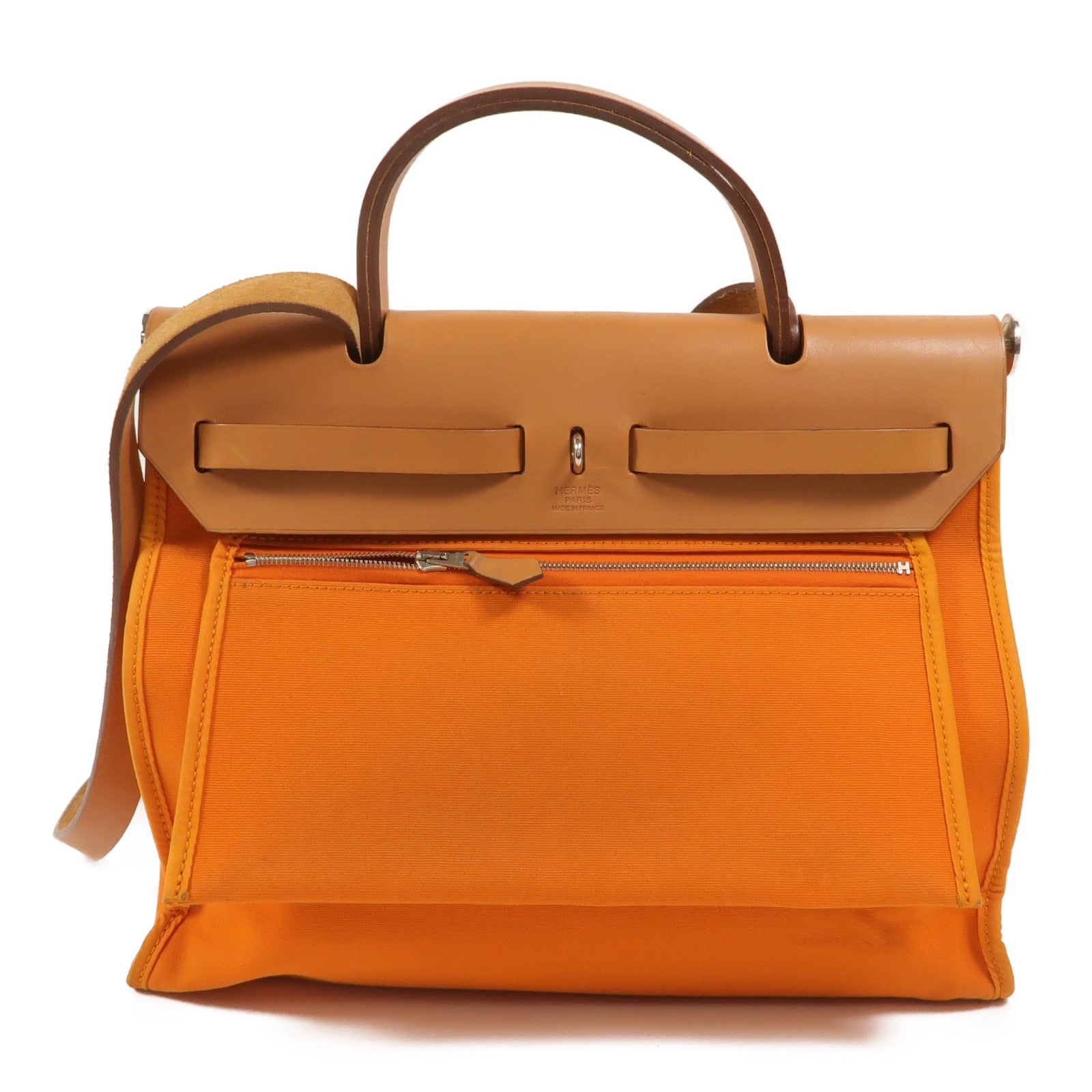 HERMES 帆布Herbag PM手挽肩背兩用袋Orange H