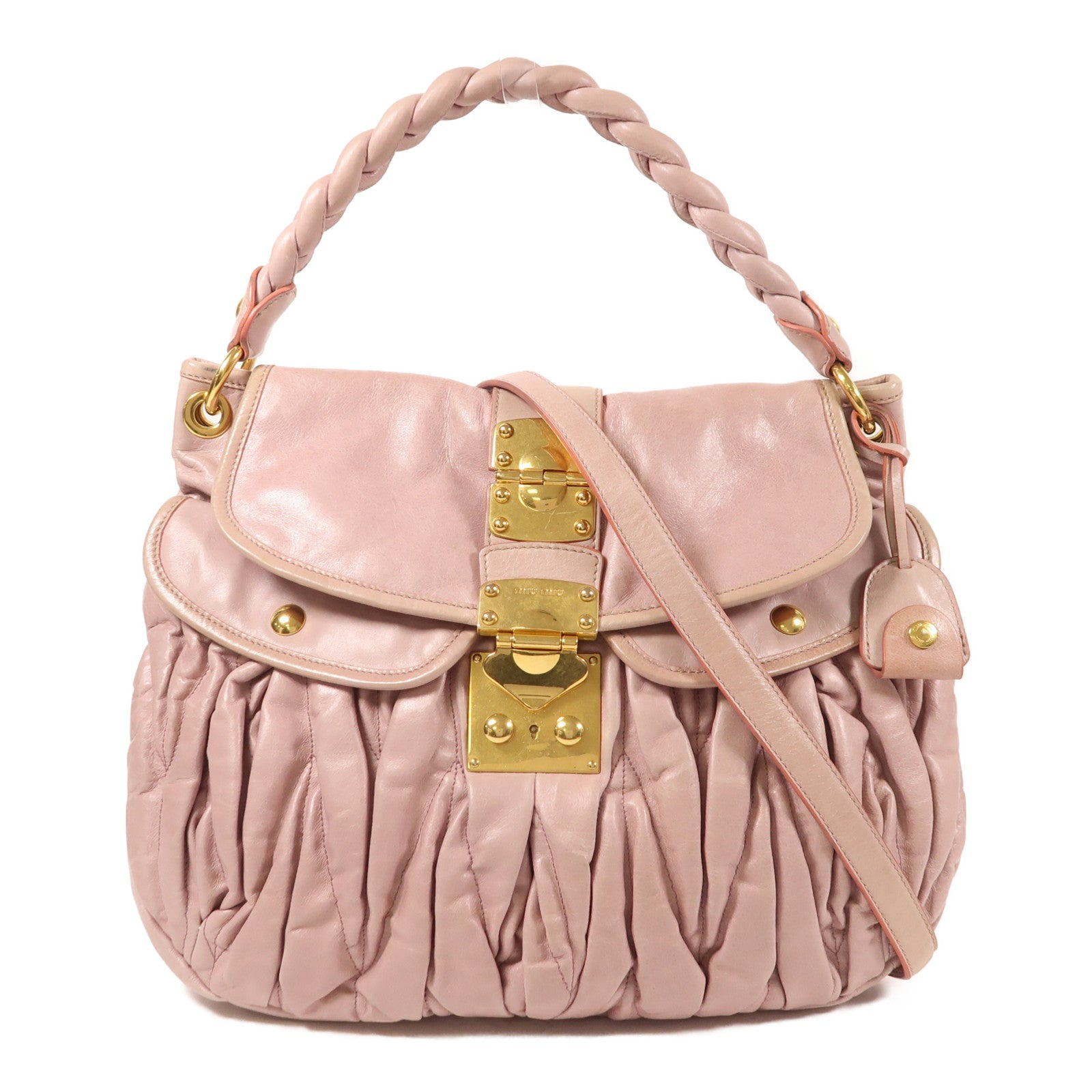 Miu Miu 牛皮皮革Matelasse Coffer金扣手挽肩背兩用袋