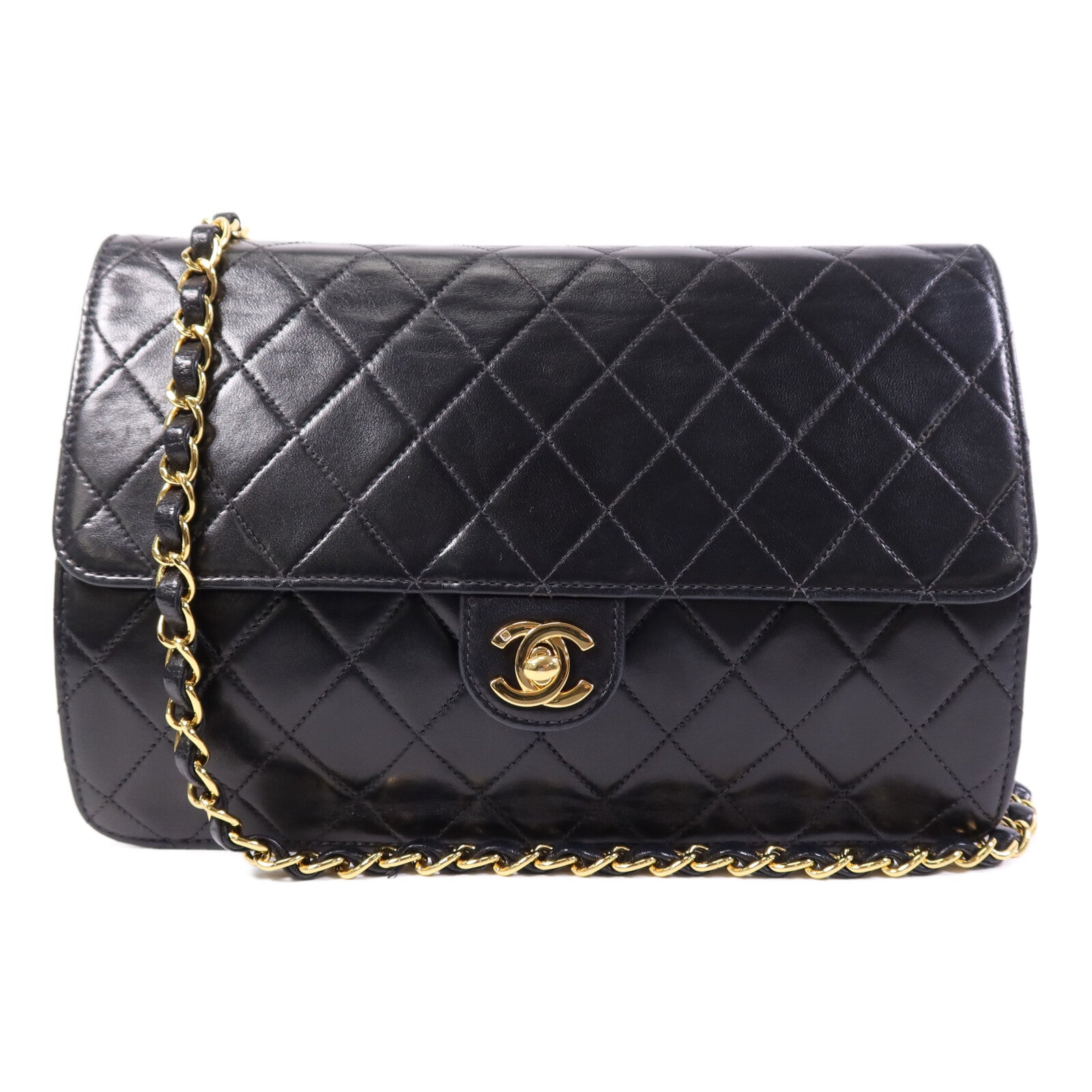 CHANEL 羊皮皮革Vintage Chain Shoulder Bag金扣鏈帶肩背袋