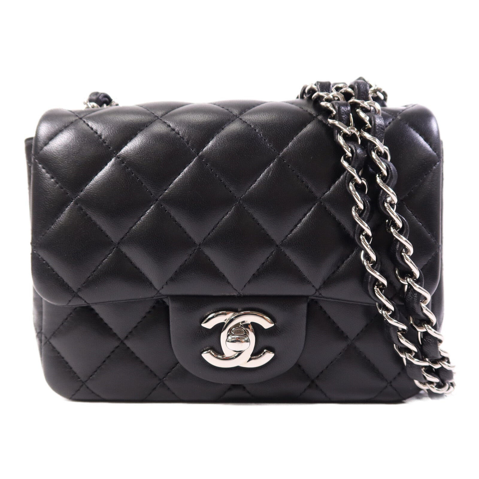 CHANEL 羊皮皮革Classic 17銀扣鏈帶肩背袋
