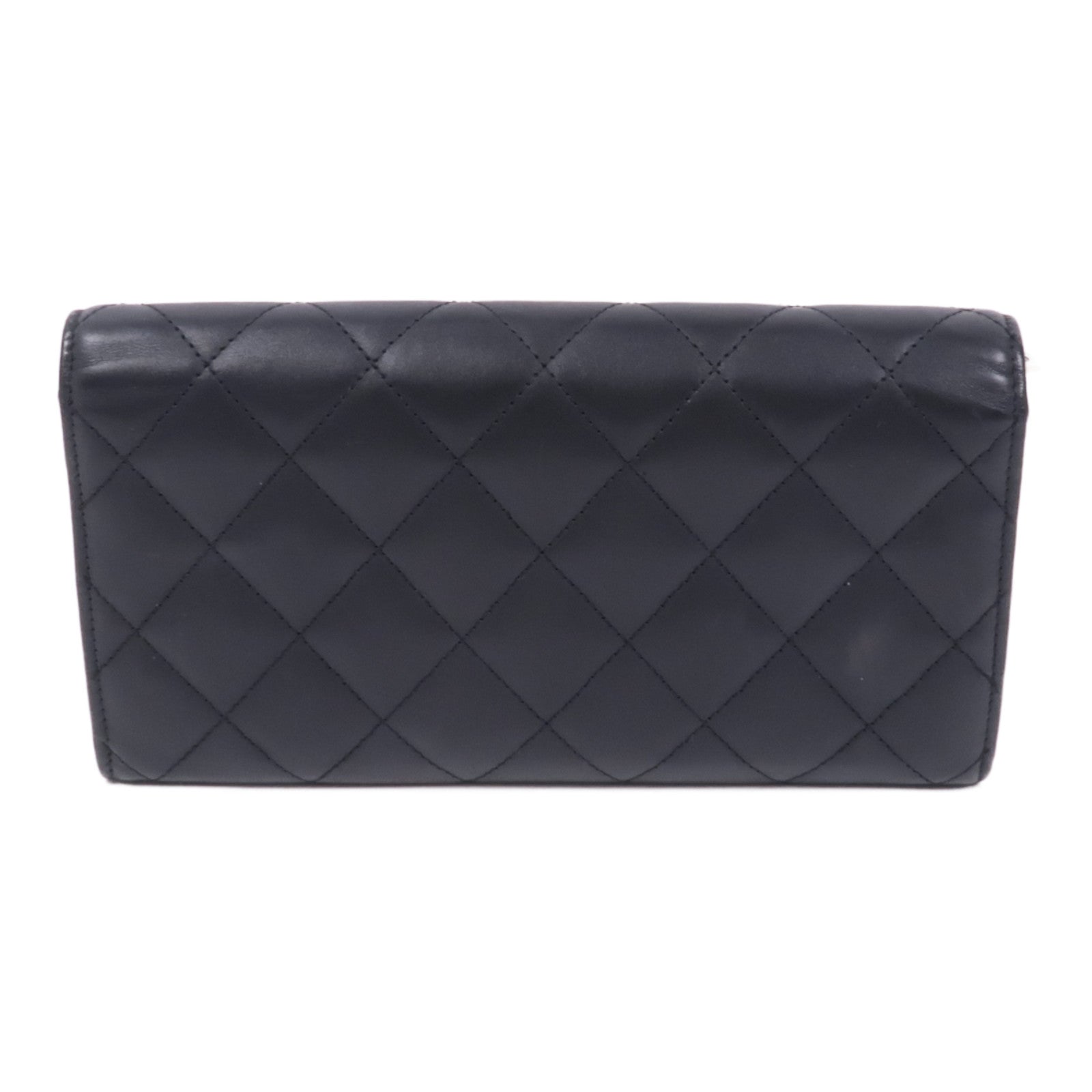 CHANEL 【激減優惠】牛皮皮革Cambon Compact Long Wallet銀扣長錢包