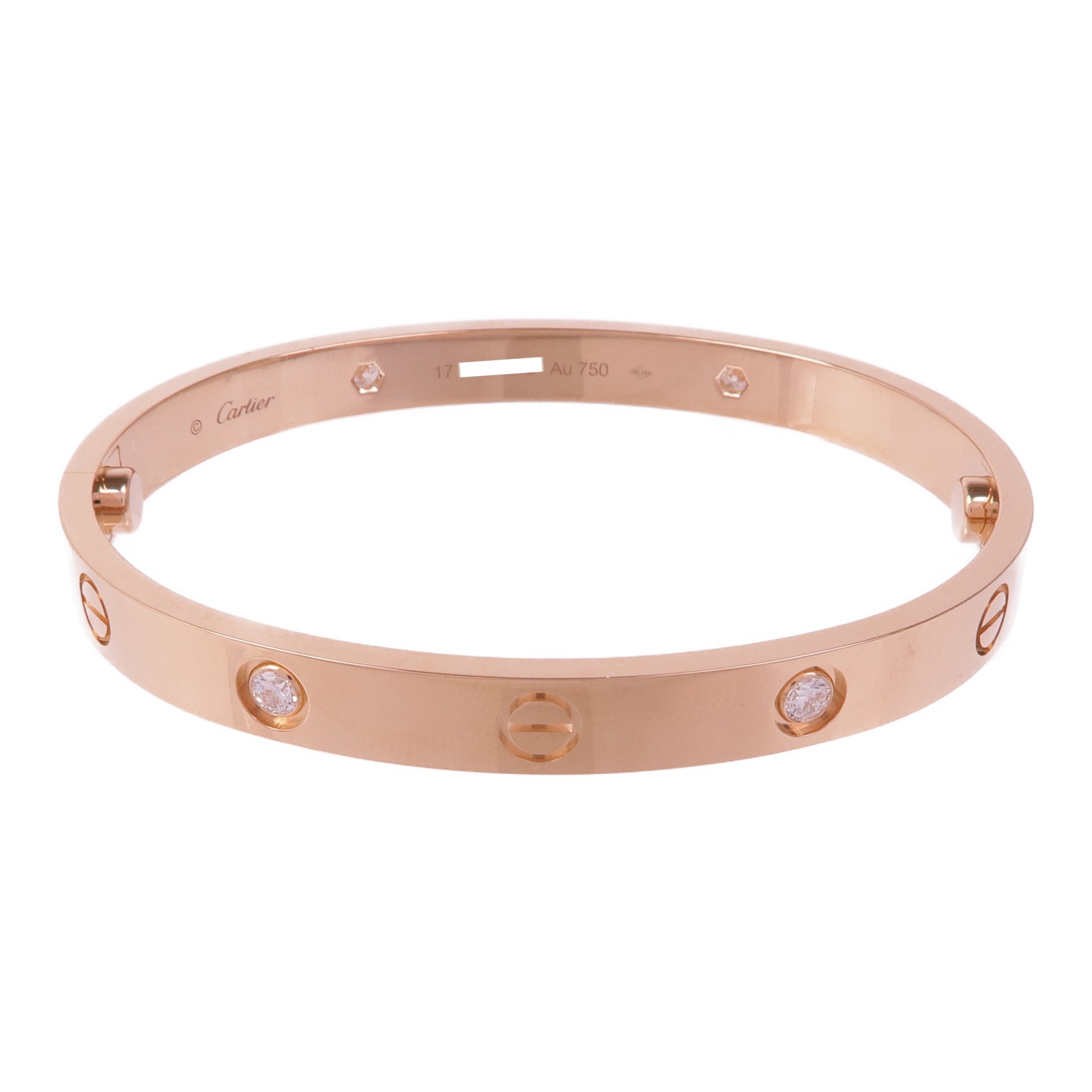 CARTIER 18K玫瑰金Love Bracelet 4P Diamond鑽石手鐲Cartier#17