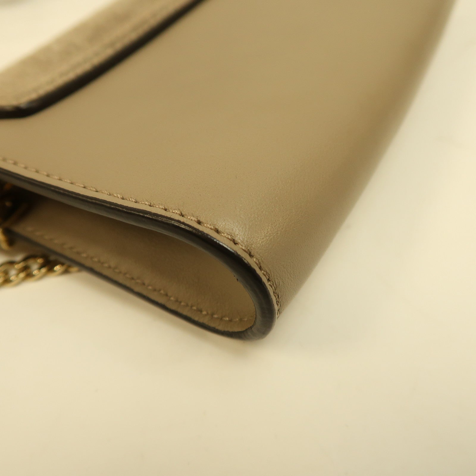 Chloe 【激減優惠】牛皮皮革/麂皮皮革Mini Faye金扣鏈帶肩背袋淺啡色