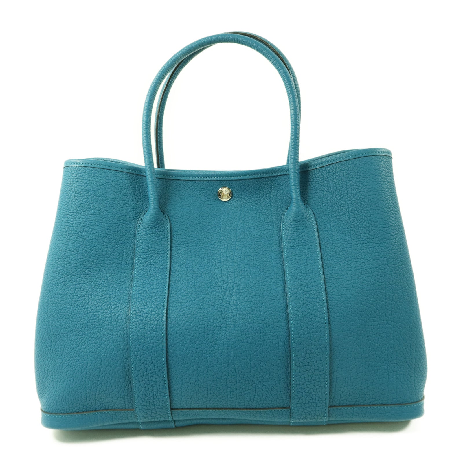 HERMES 【激減優惠】Negonda皮革Garden Party PM銀扣手挽袋Bleu Izmir