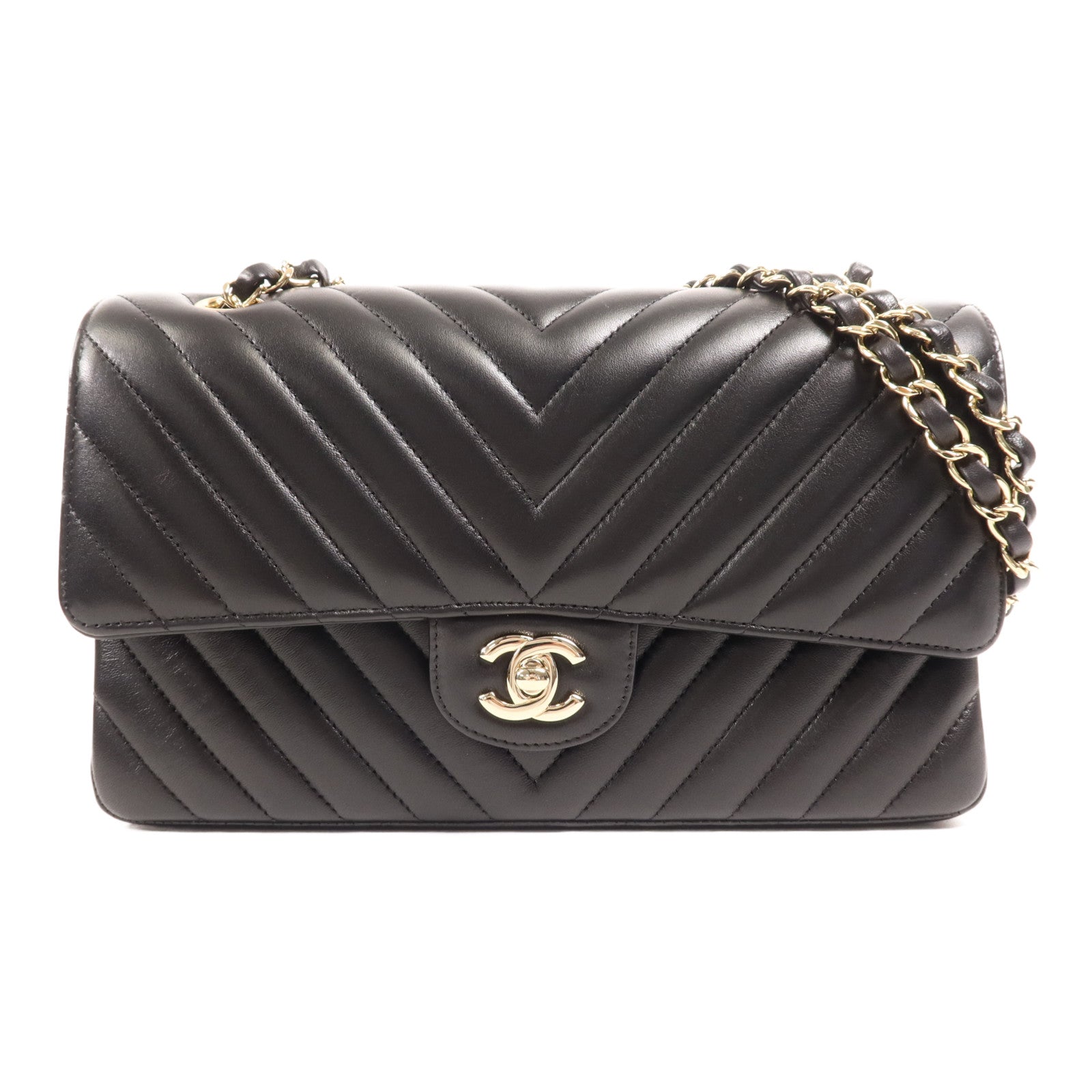 CHANEL 羊皮皮革Classic 25金扣鏈帶肩背袋