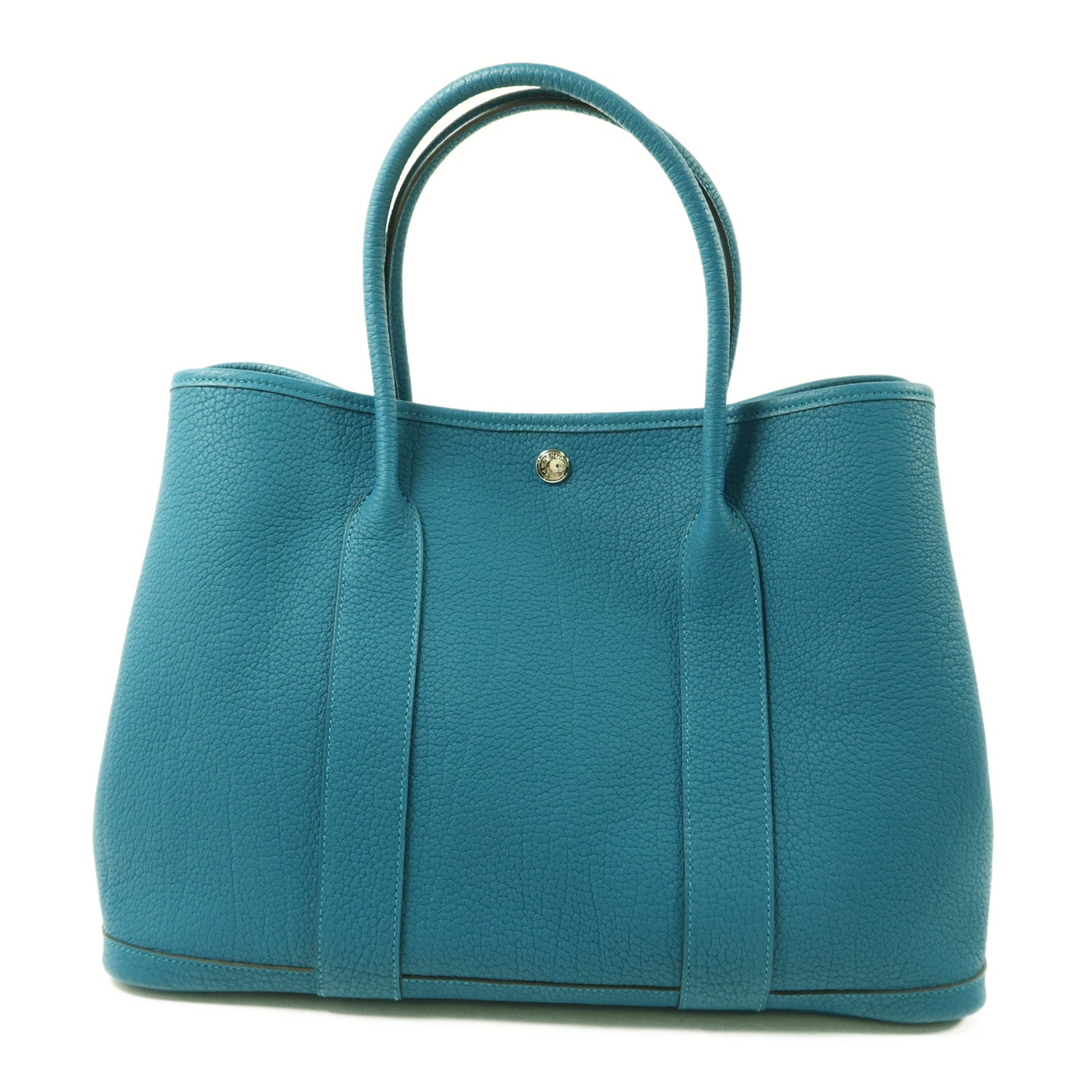 HERMES 【激減優惠】Negonda皮革Garden Party PM銀扣手挽袋Bleu Izmir