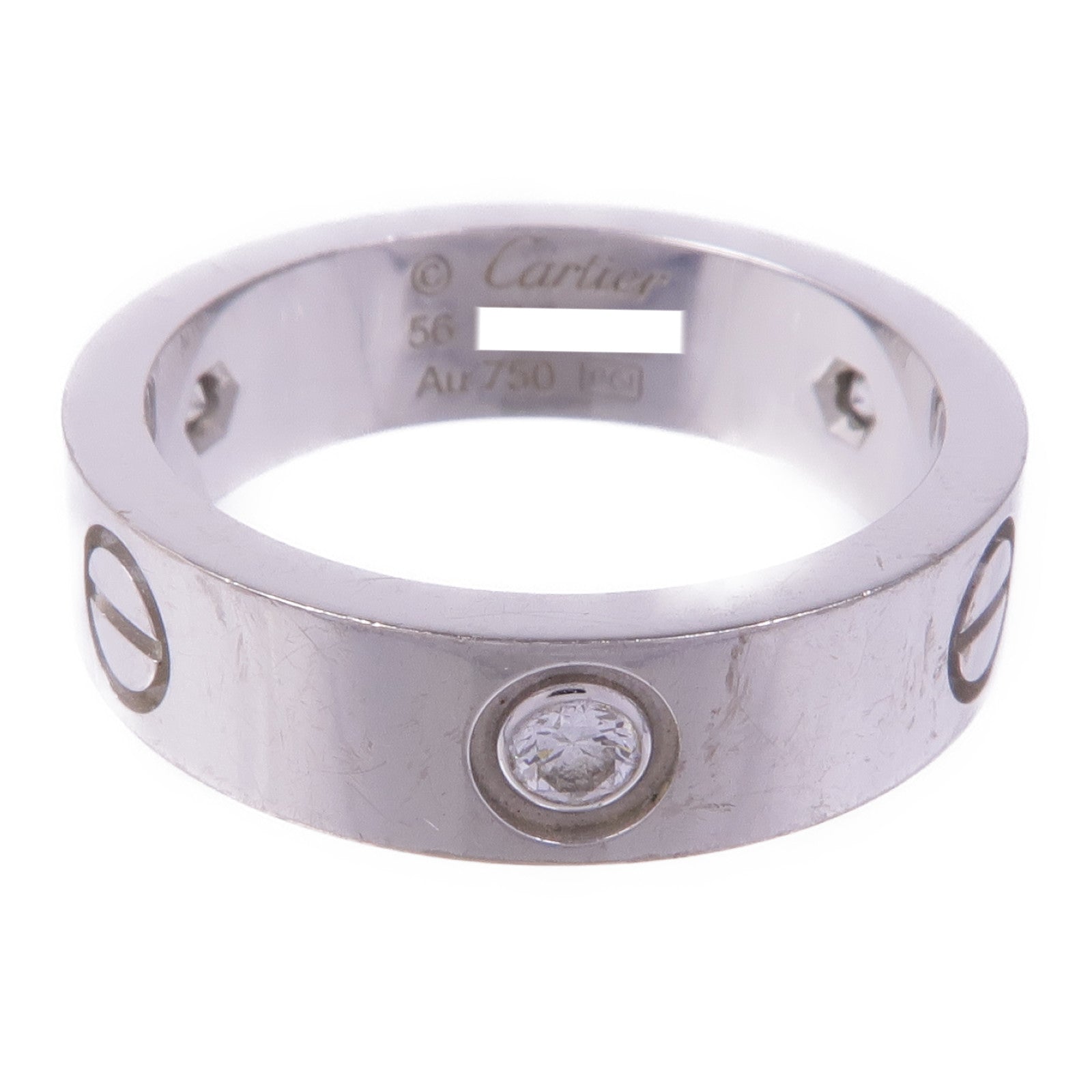 CARTIER 18K白金Love Ring 3P Diamond鑽石戒指Cartier#56/US#7.5