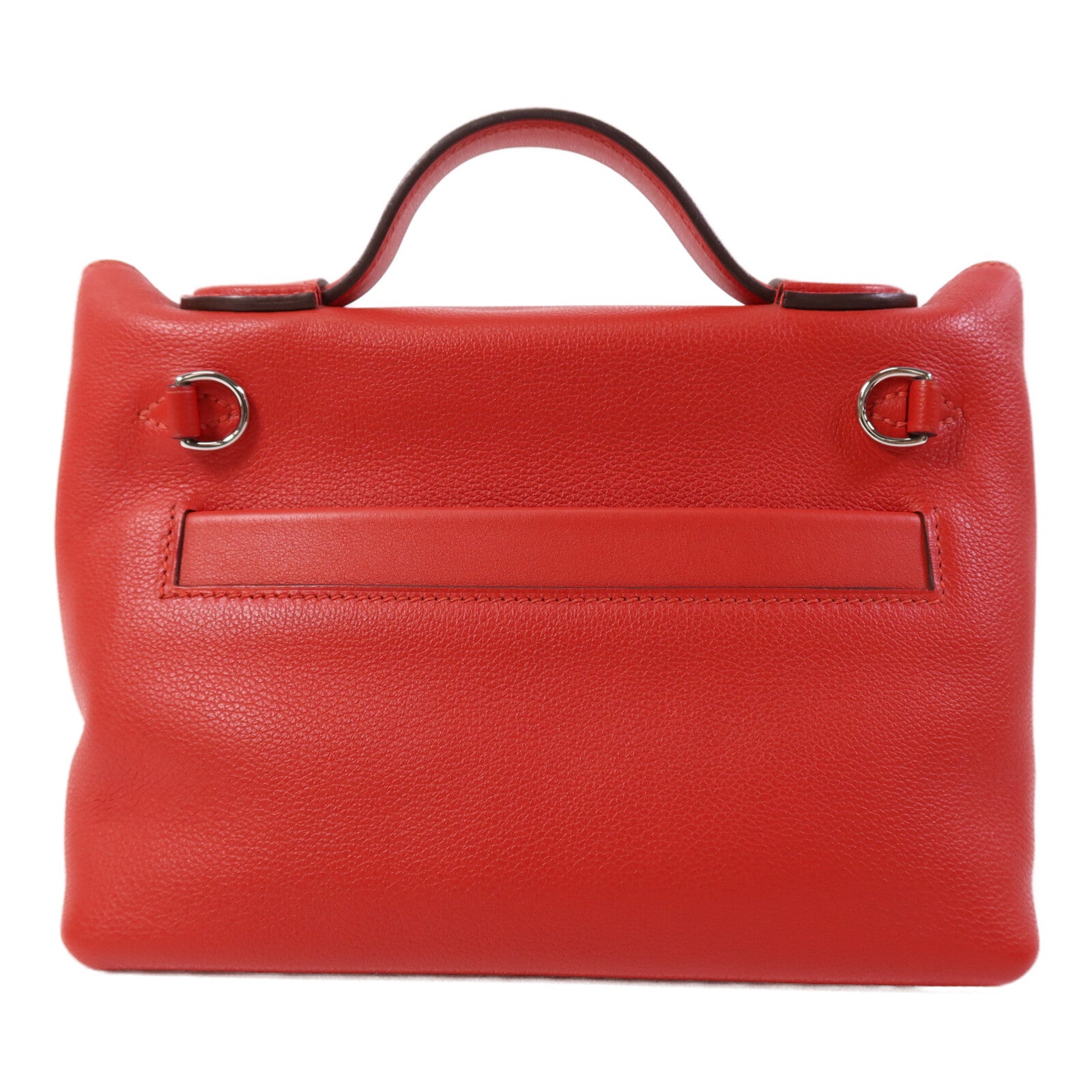 HERMES Evercolor/Swift皮革24/24 Mini銀扣手挽肩背兩用袋Rouge Piment