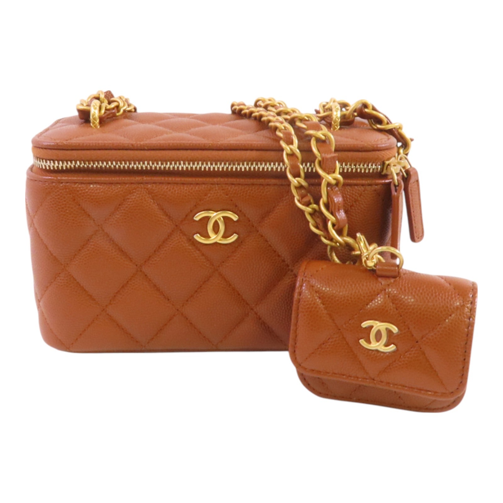 CHANEL 牛皮皮革Vanity Bag金扣鏈帶肩背袋