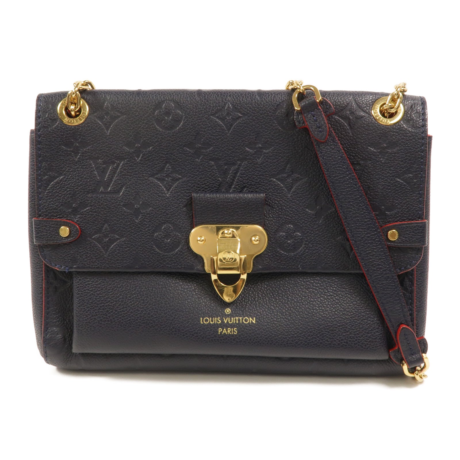 LOUIS VUITTON Monogram Empreinte Vavin PM肩背袋深藍色